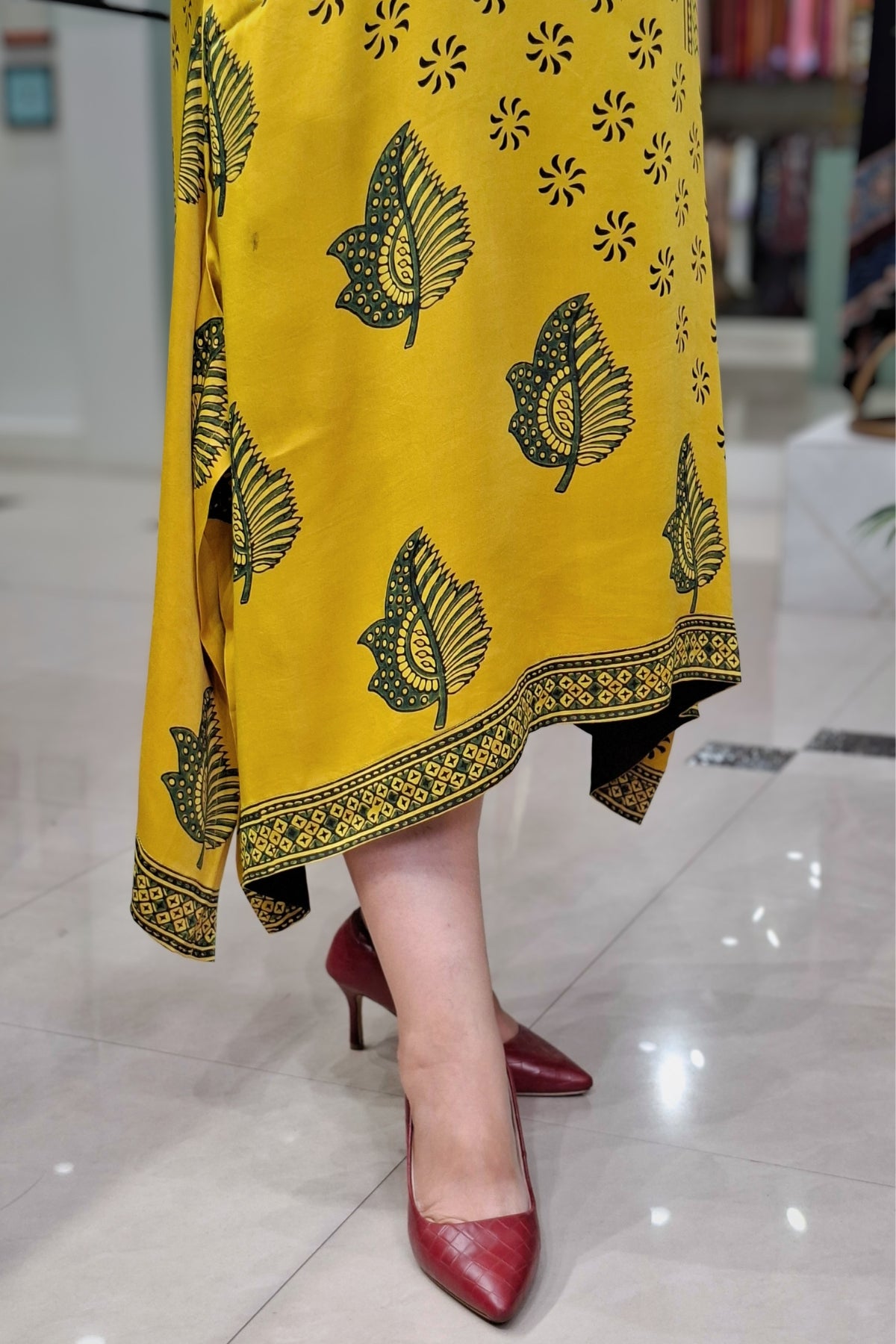 Mustard Floral - Oorja Kaftan-Dress