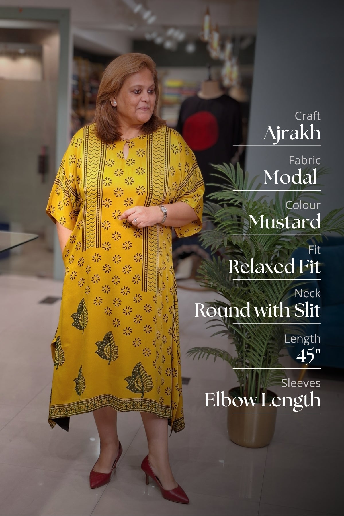 Mustard Floral - Oorja Kaftan-Dress