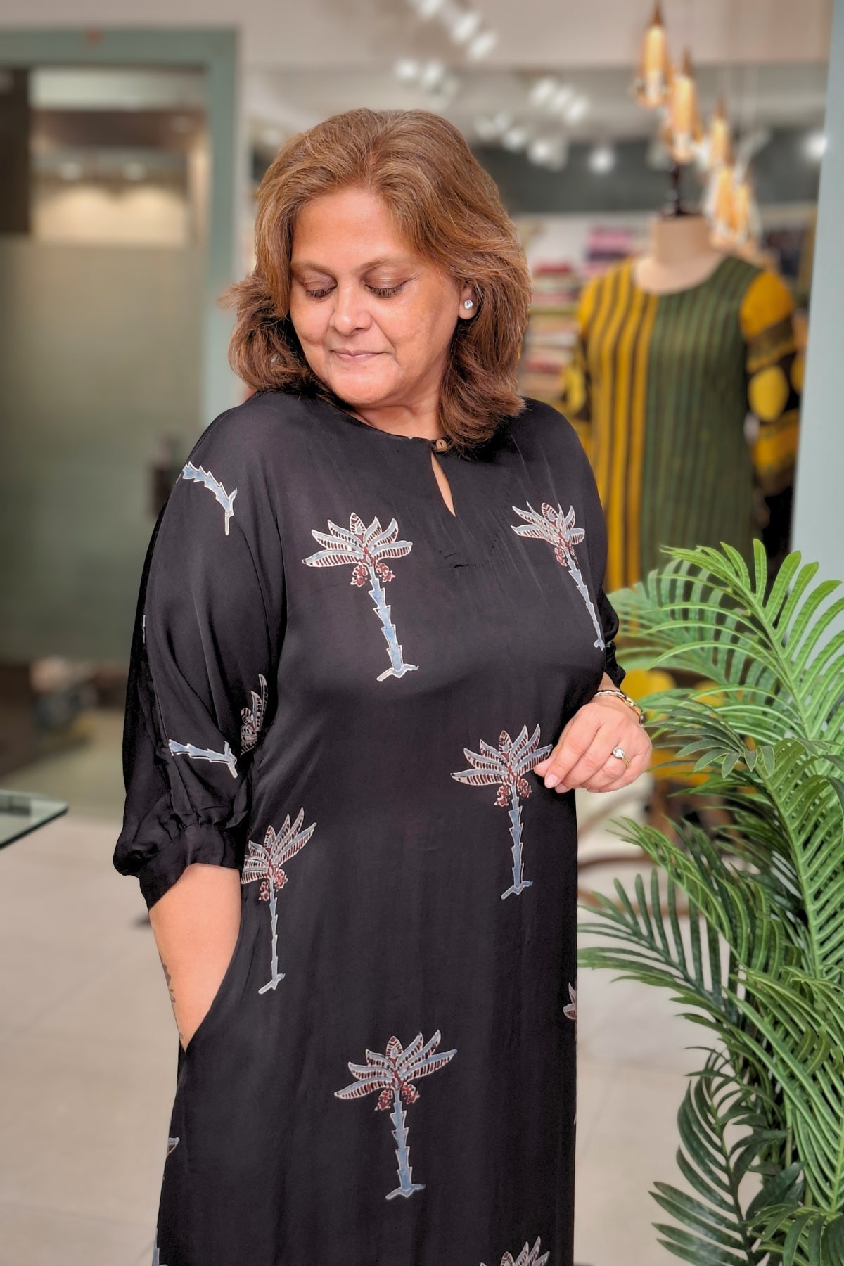 Black Plam Tree - Aadya Top & Bottom Set