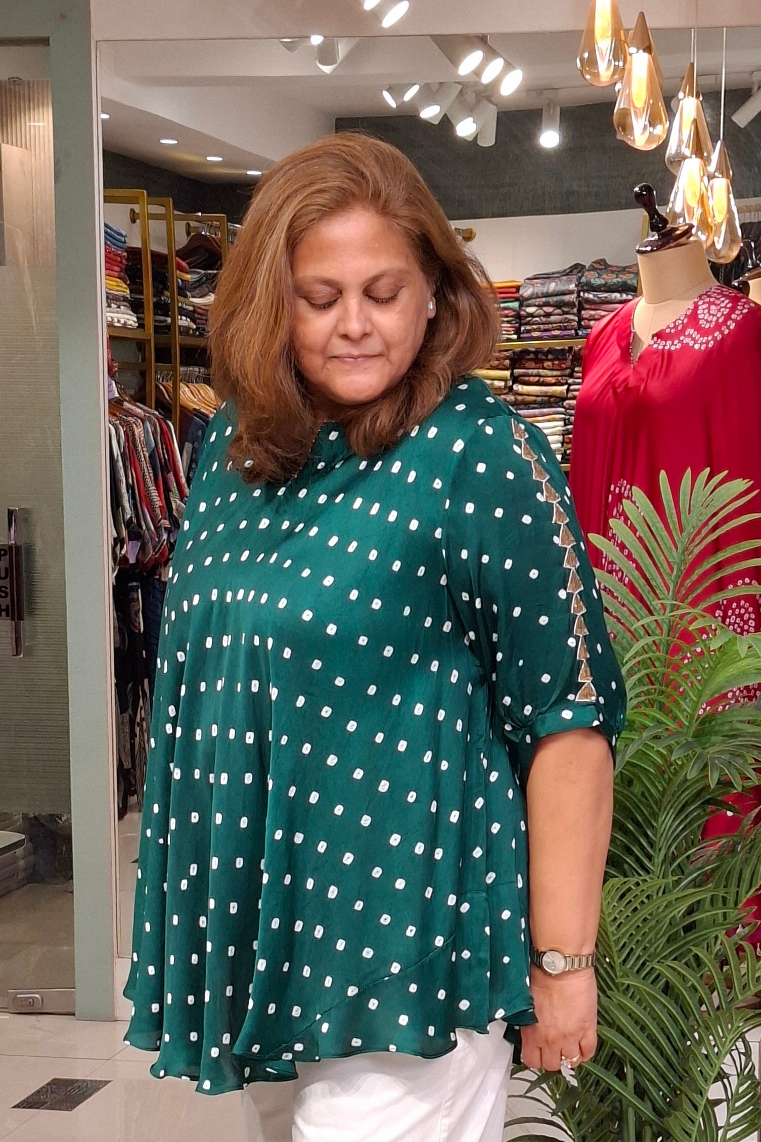 Emerald Teal - Bandhej Knot Top