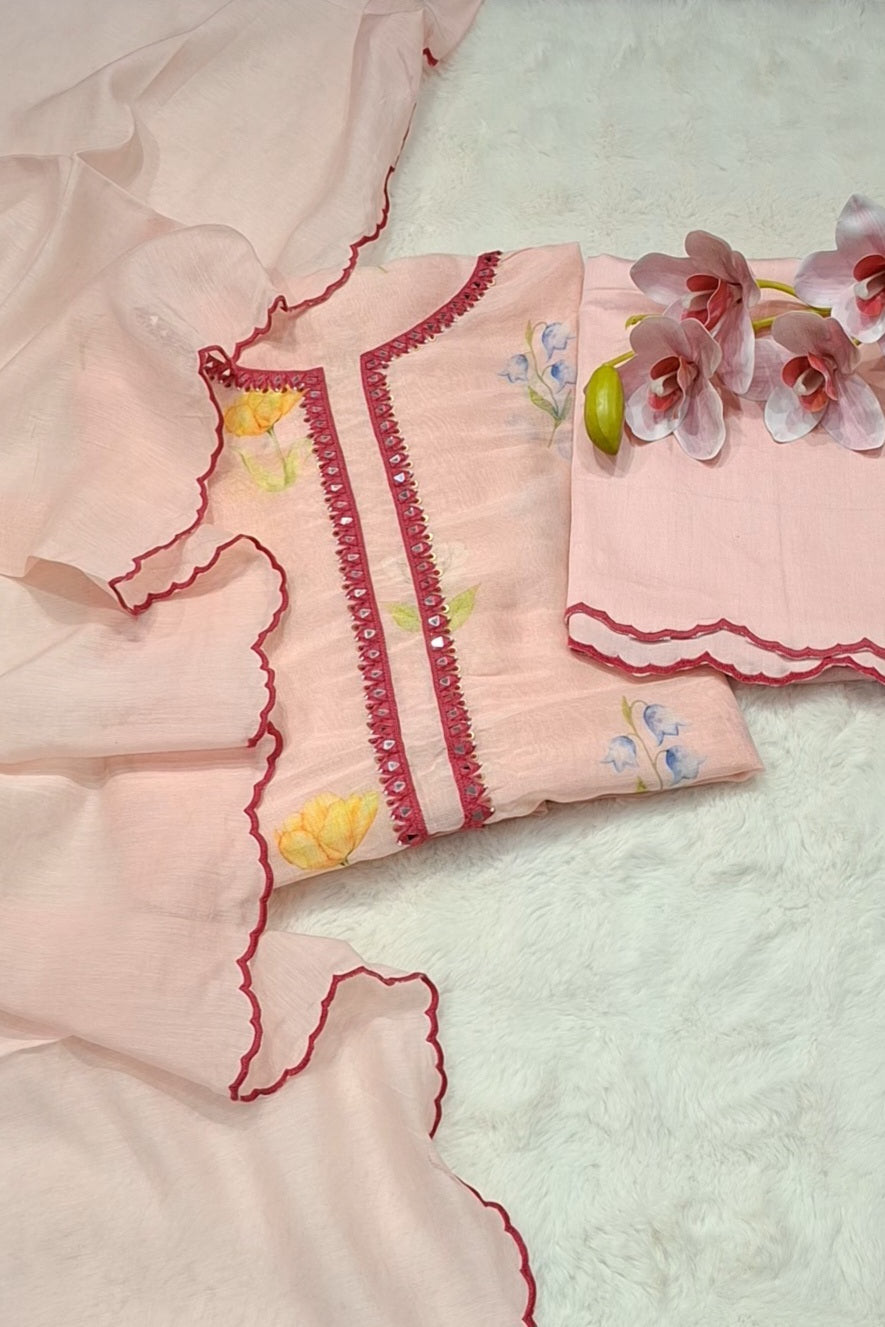Pastel Pink -Gul Suit Set Fabric
