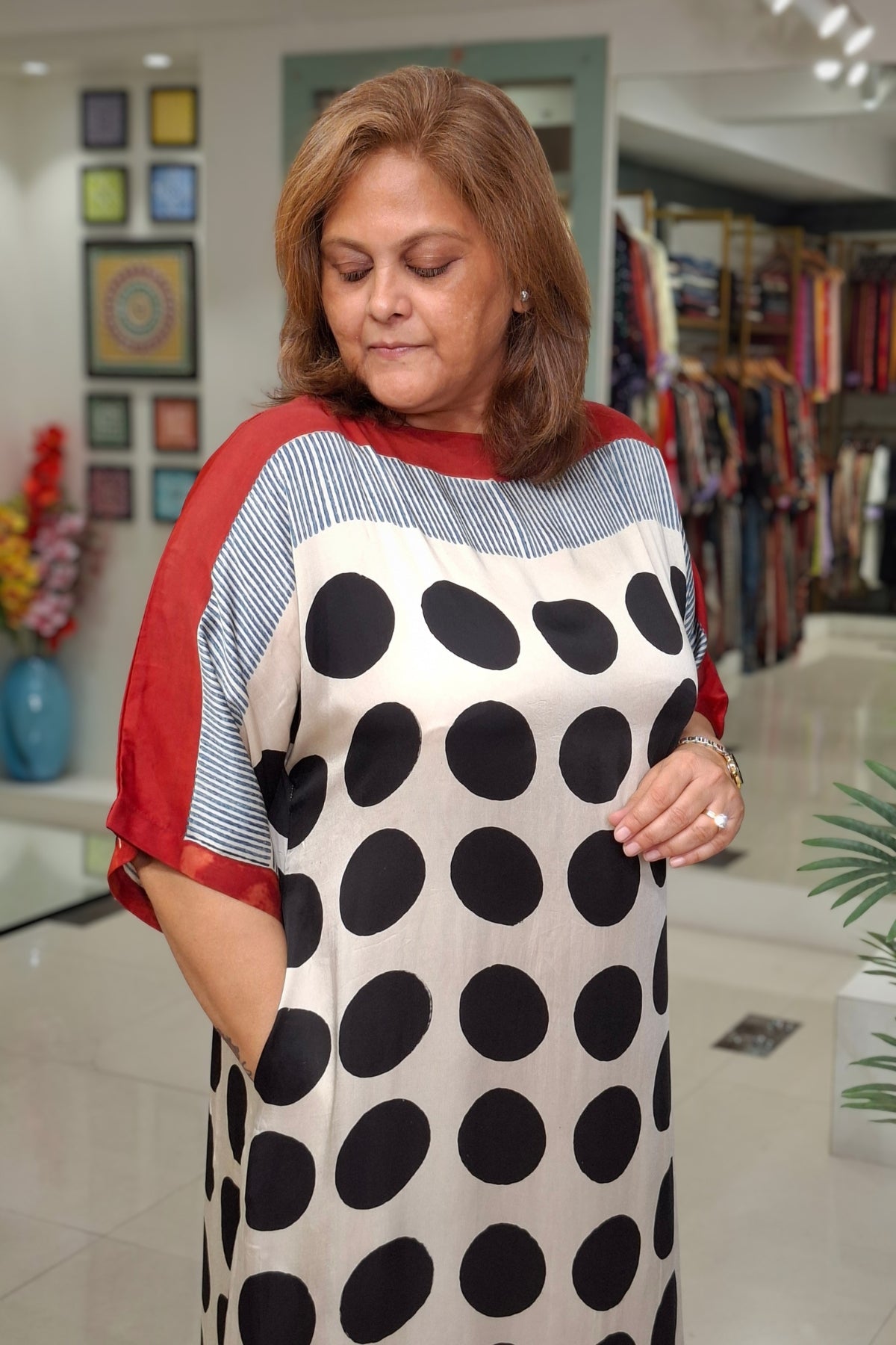 Black Polka - Oorja Kaftan-Dress