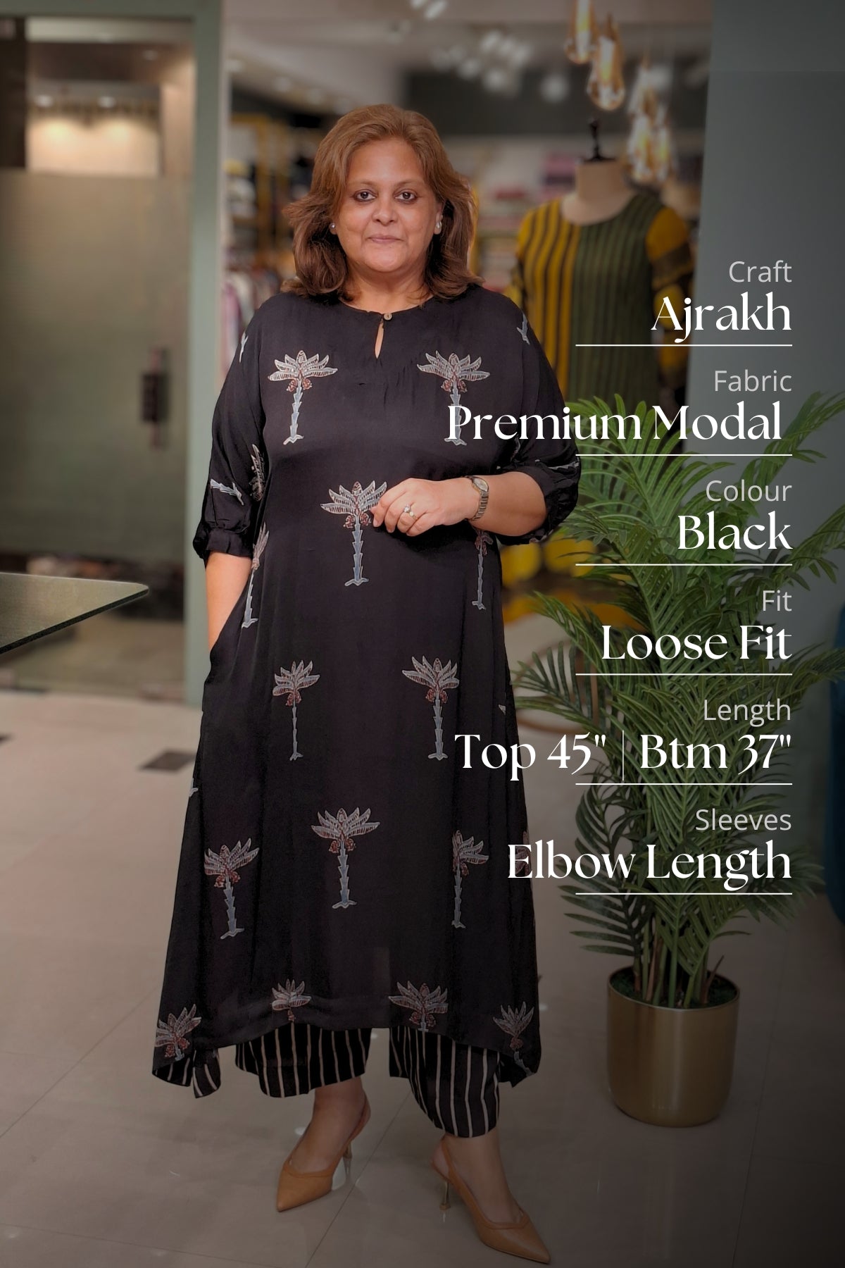 Black Plam Tree - Aadya Top & Bottom Set