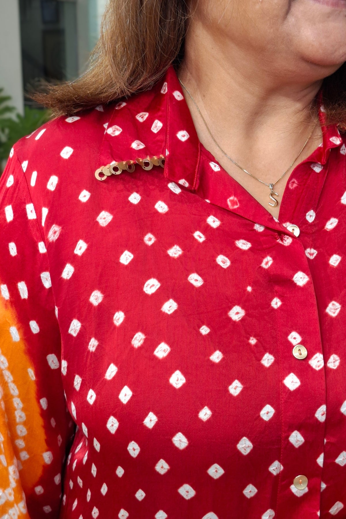 Red & Orange - Bandhej Knot Top