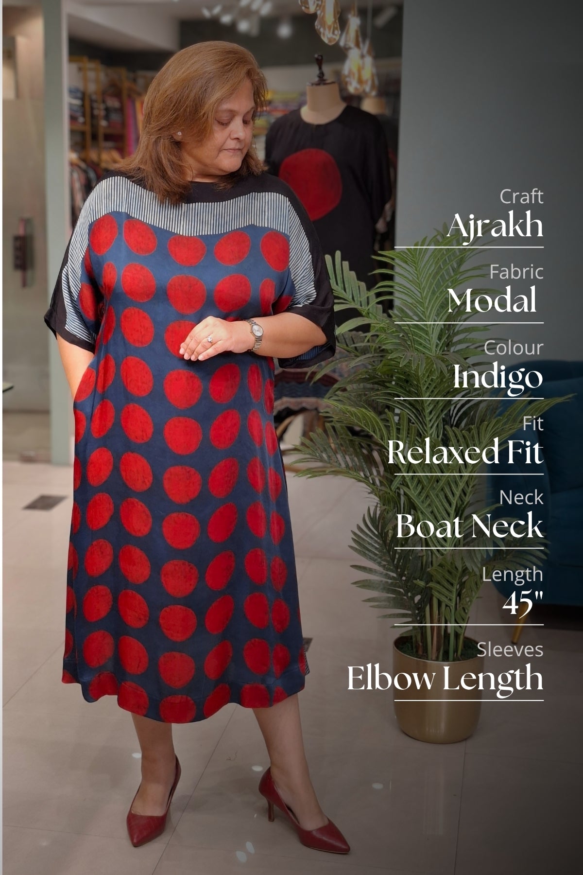 Rust Polka - Oorja Kaftan-Dress