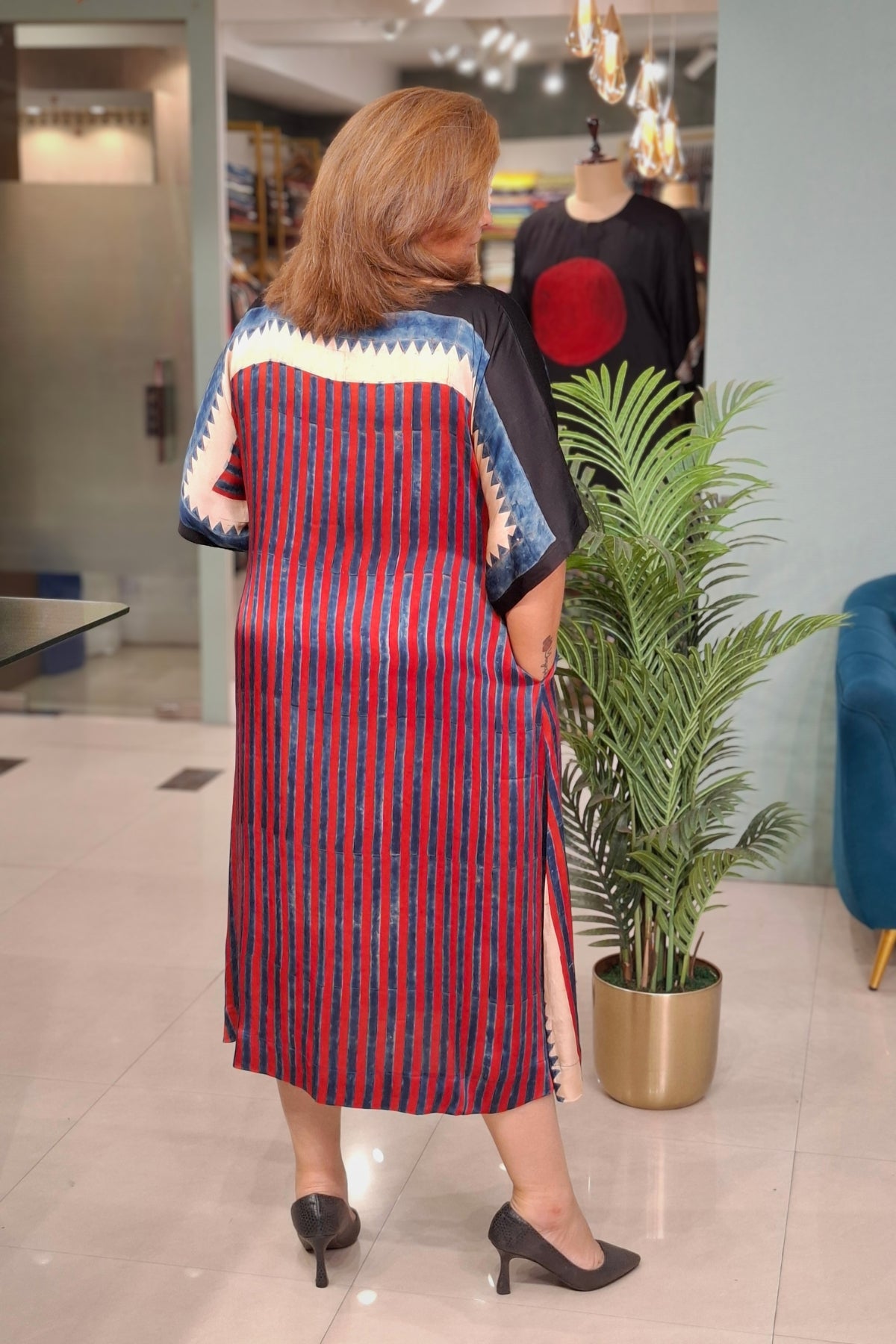 Rust Vertical Stripe - Oorja Kaftan-Dress