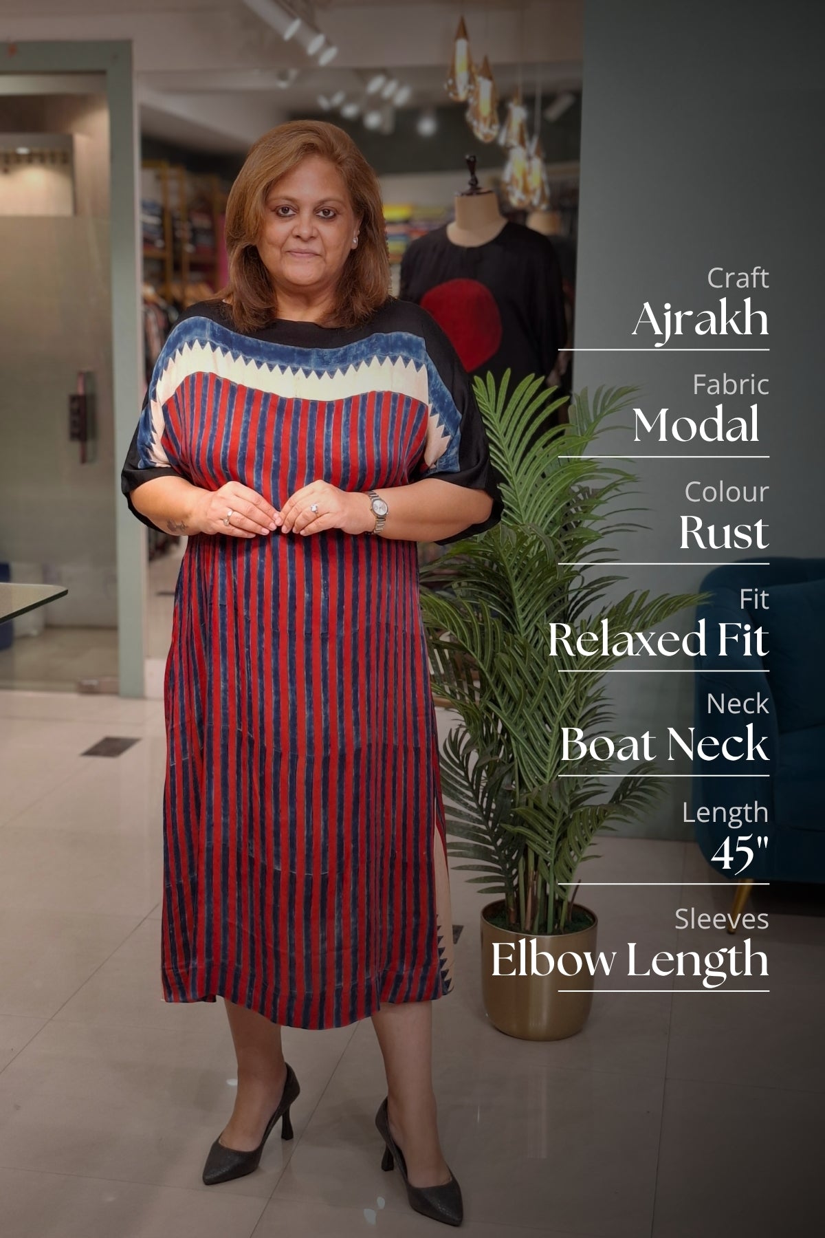 Rust Vertical Stripe - Oorja Kaftan-Dress