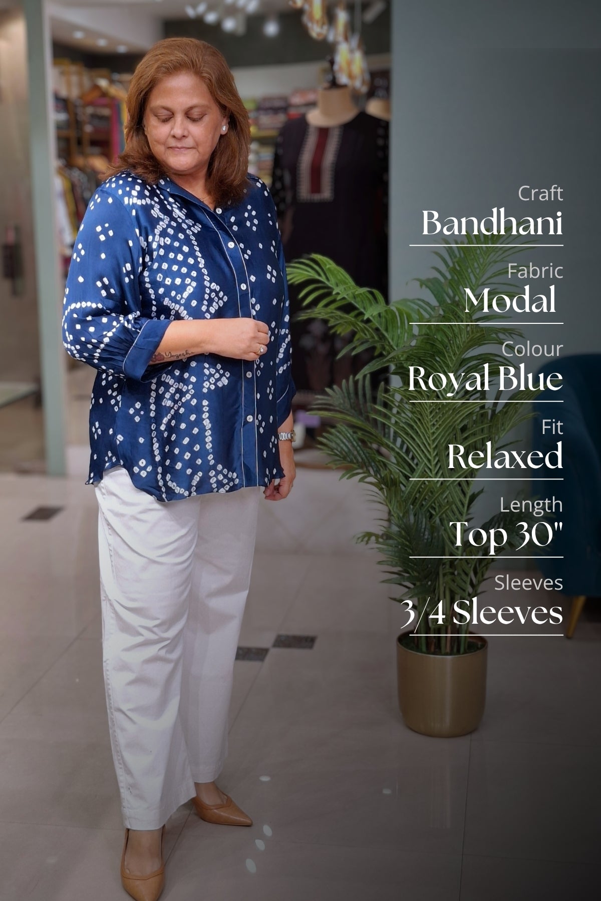 Royal Blue - Bandhej Knot Top