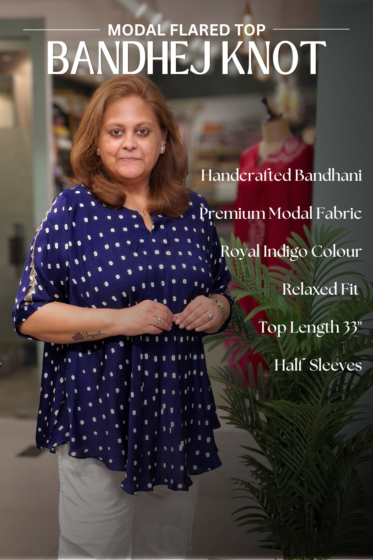 Royal Indigo - Bandhej Knot Top