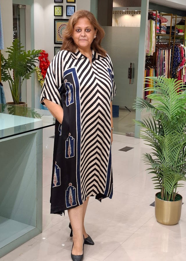 Jharokha Black Kaftan Dress