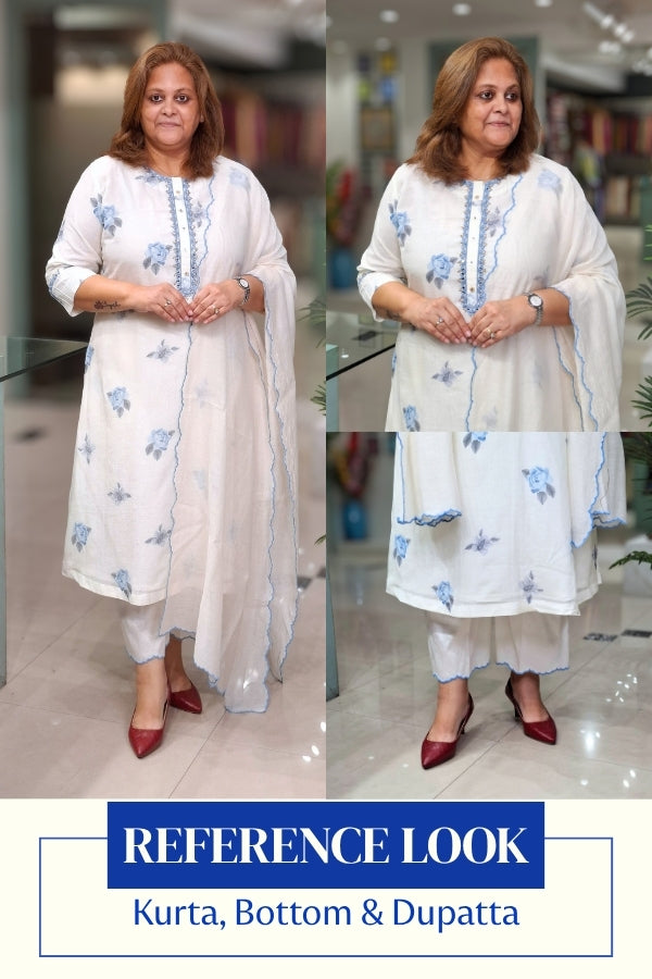 Pastel Blue -Gul Suit Set Fabric
