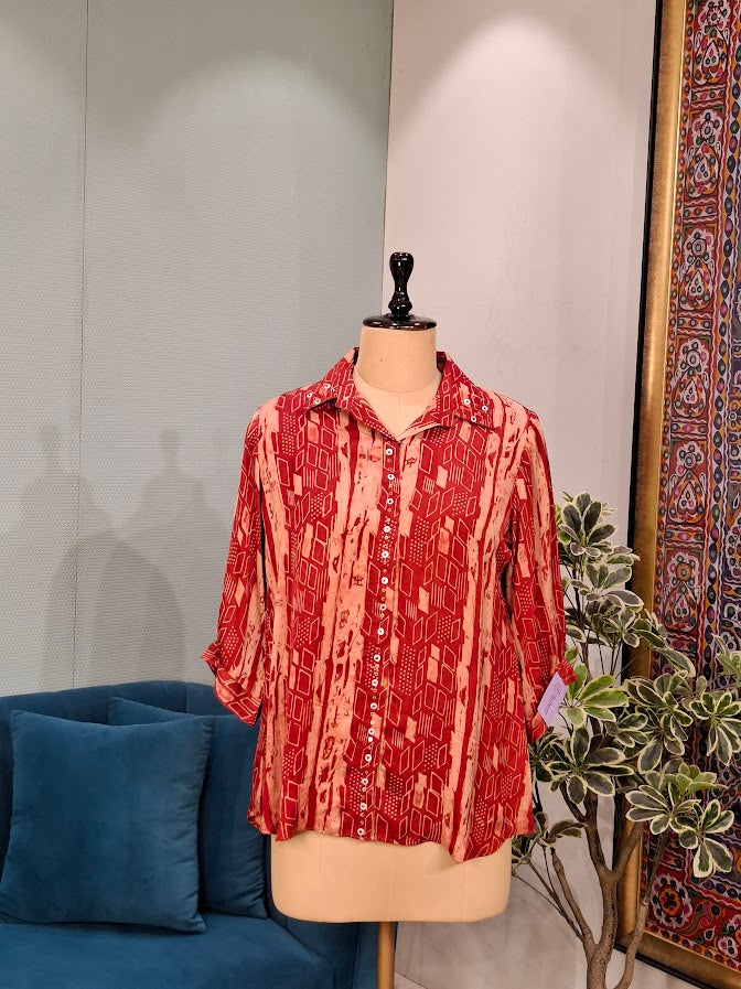 Handblock Ajrakh Shirt