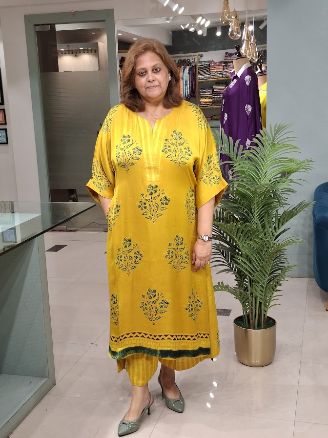 Yellow Leaf Modal Top & Btm Set