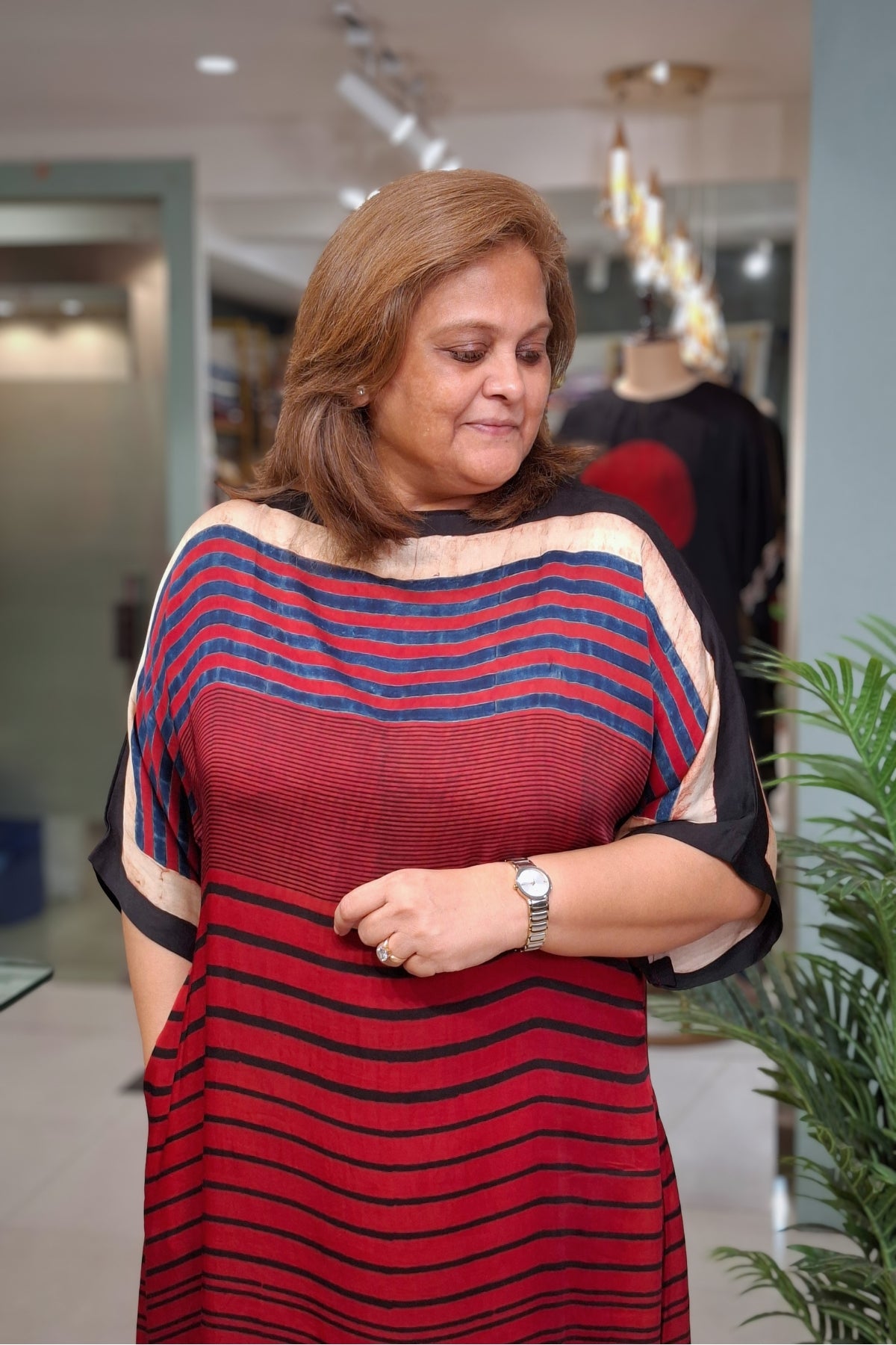 Rust Horizontal Stripe - Oorja Kaftan-Dress