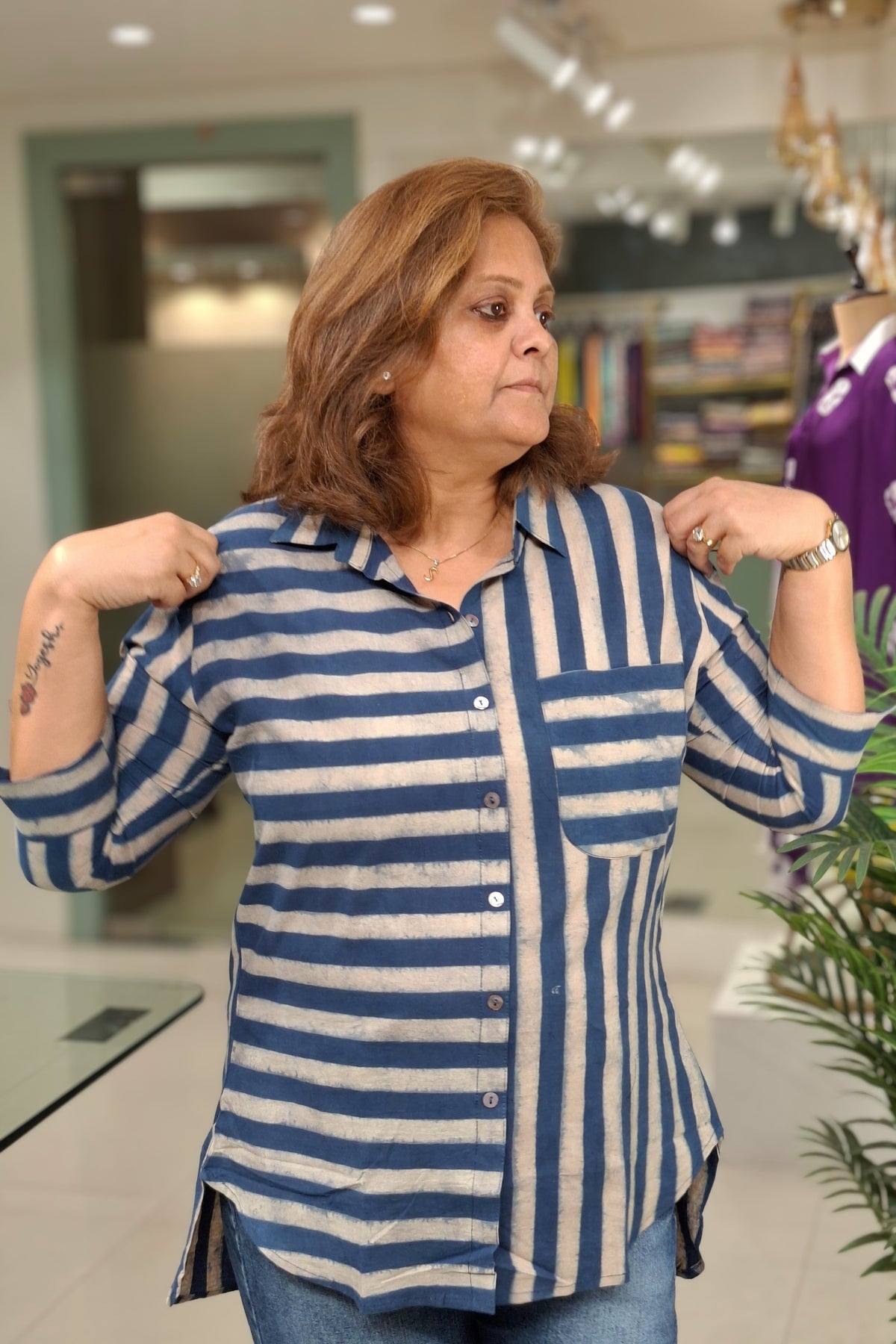 Indigo Stripe - Ajrakh Cotton Shirt