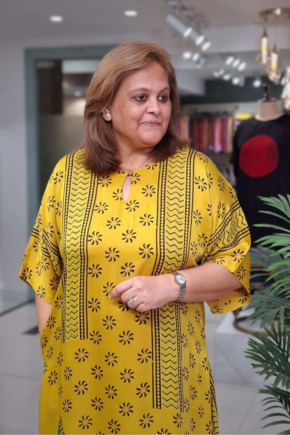 Mustard Floral - Oorja Kaftan-Dress