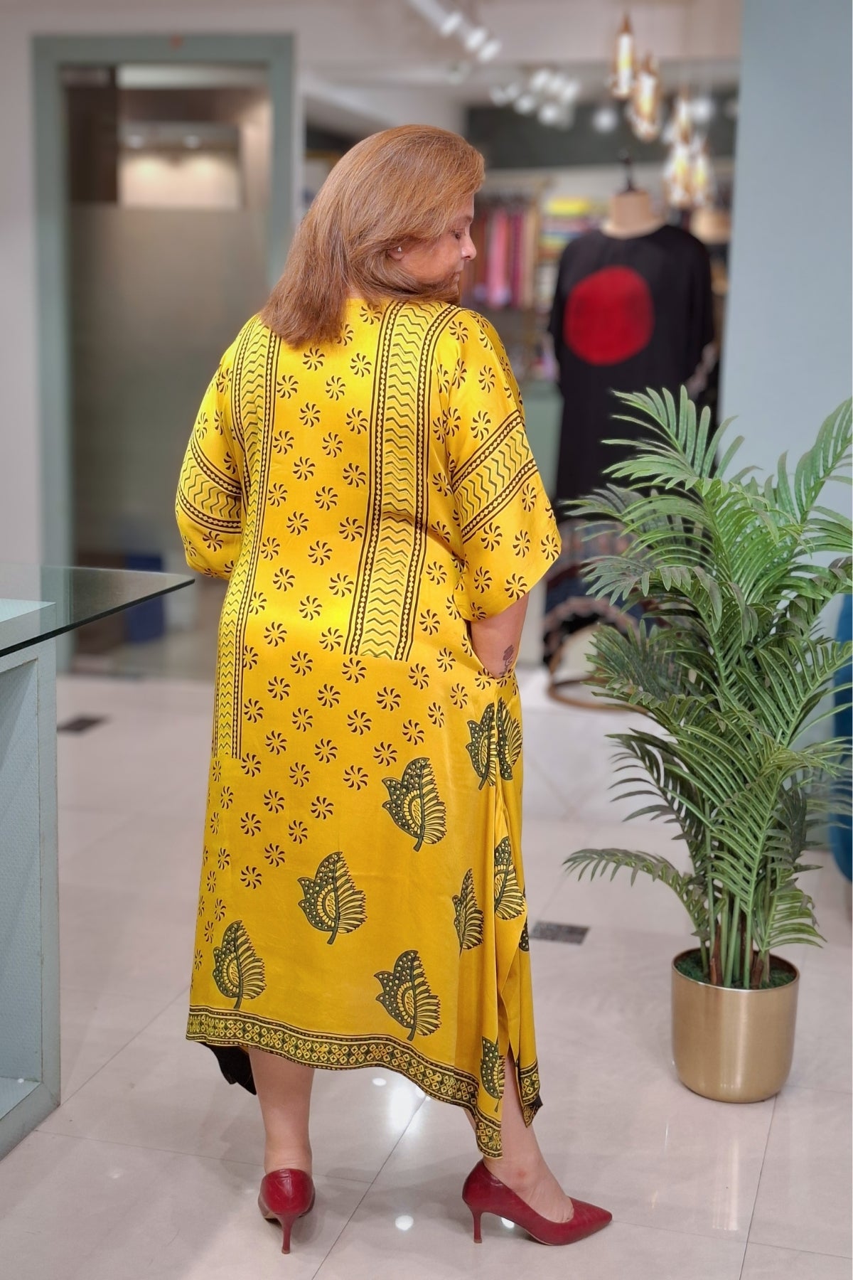 Mustard Floral - Oorja Kaftan-Dress