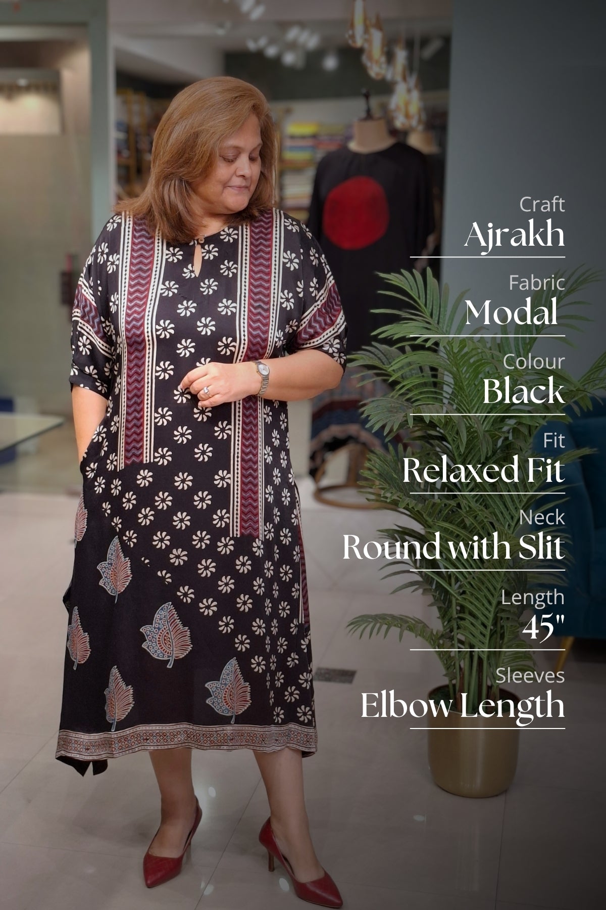 Black Floral - Oorja Kaftan-Dress
