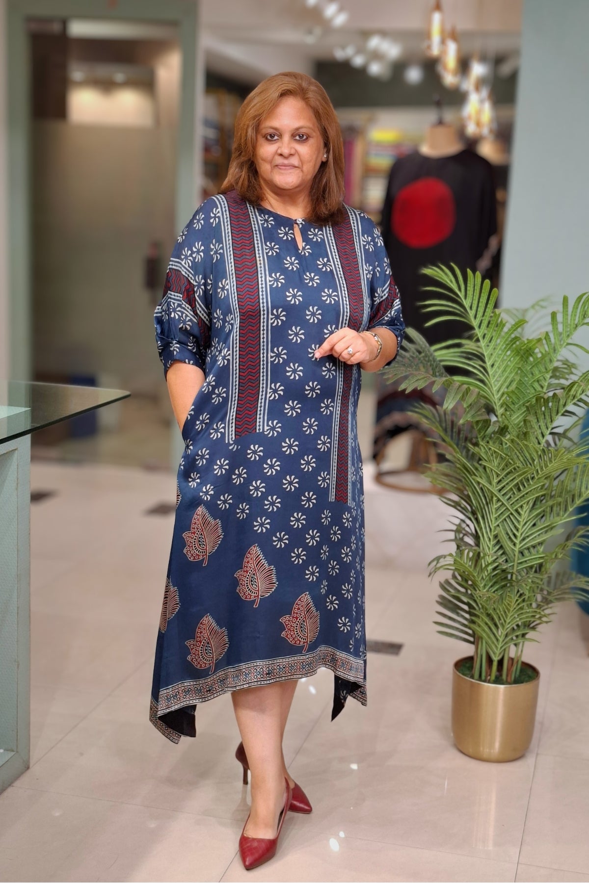 Indigo Floral - Oorja Kaftan-Dress