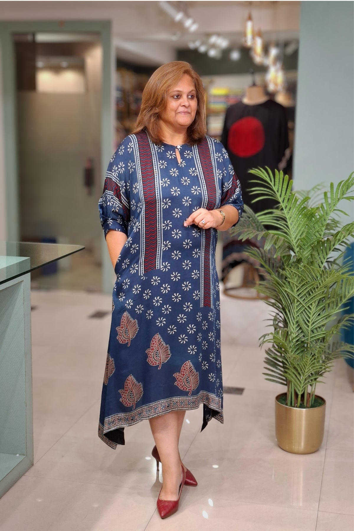 Indigo Floral - Oorja Kaftan-Dress