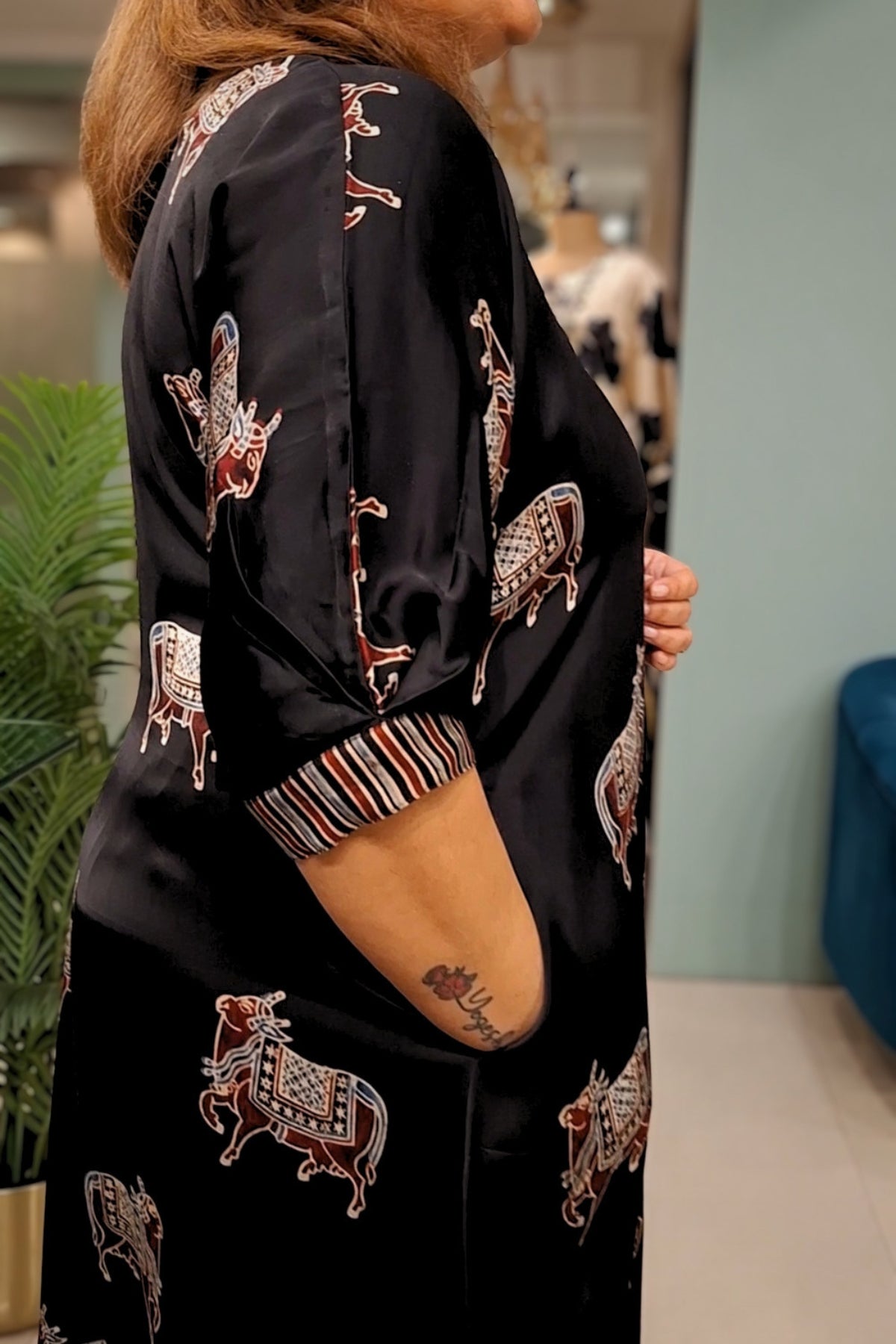 Black Pichwai - Aadya Top & Bottom Set