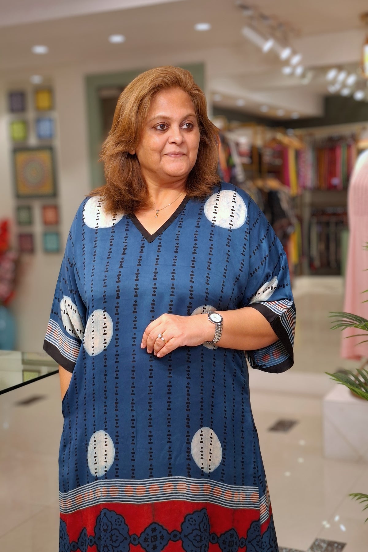 Indigo White Polka - Oorja Kaftan-Dress