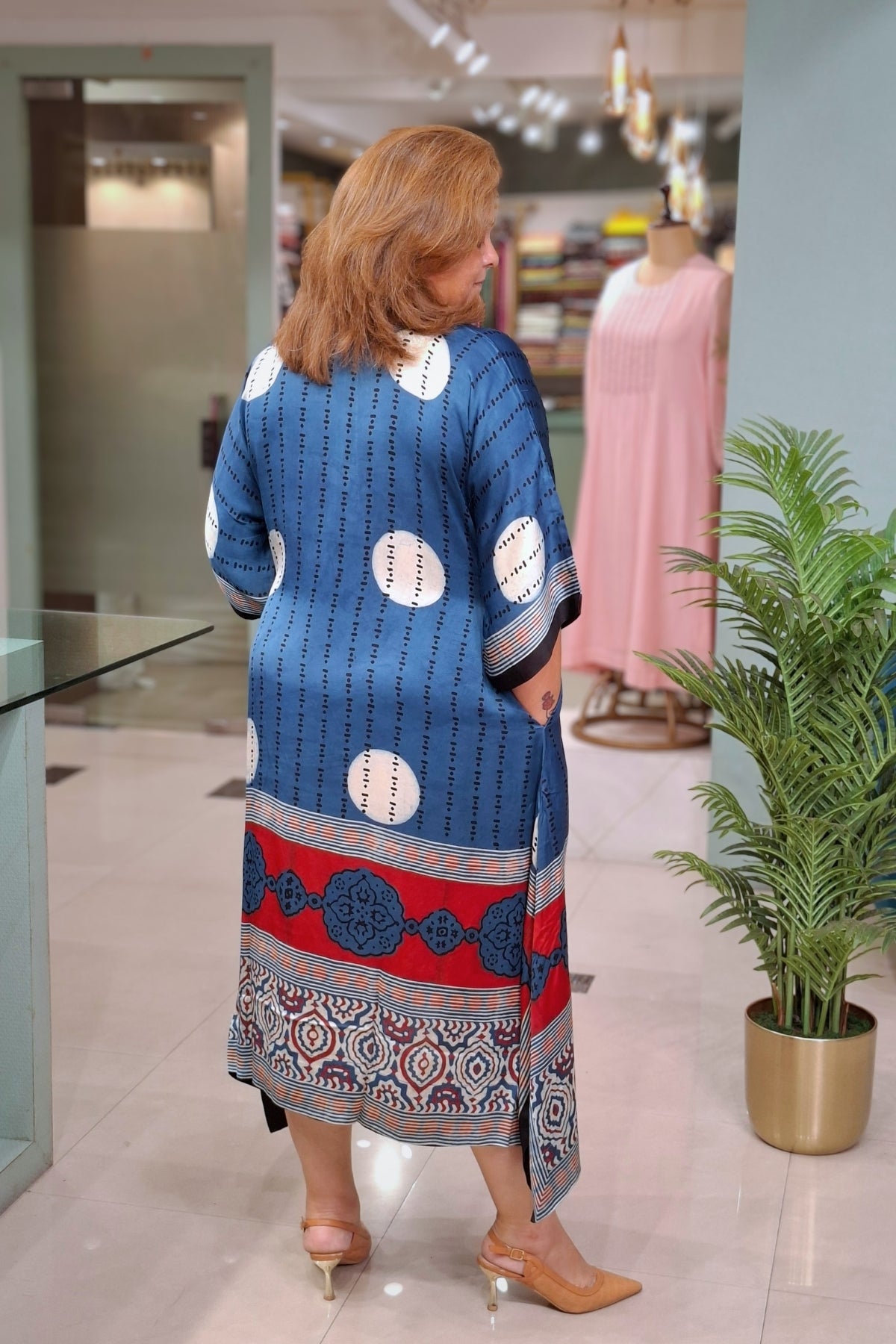 Indigo White Polka - Oorja Kaftan-Dress