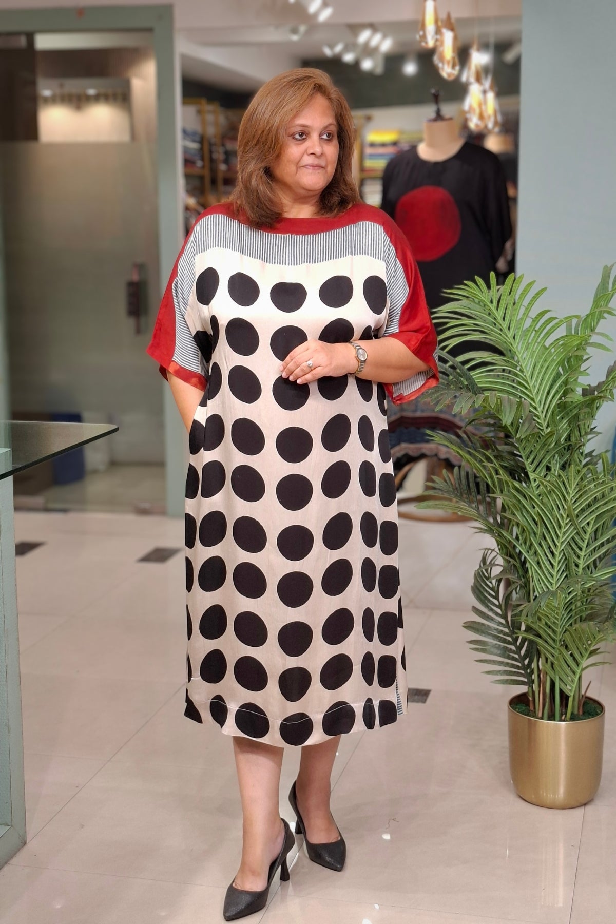 Black Polka - Oorja Kaftan-Dress