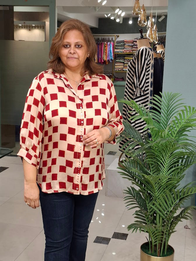 Handblock Ajrakh Shirt