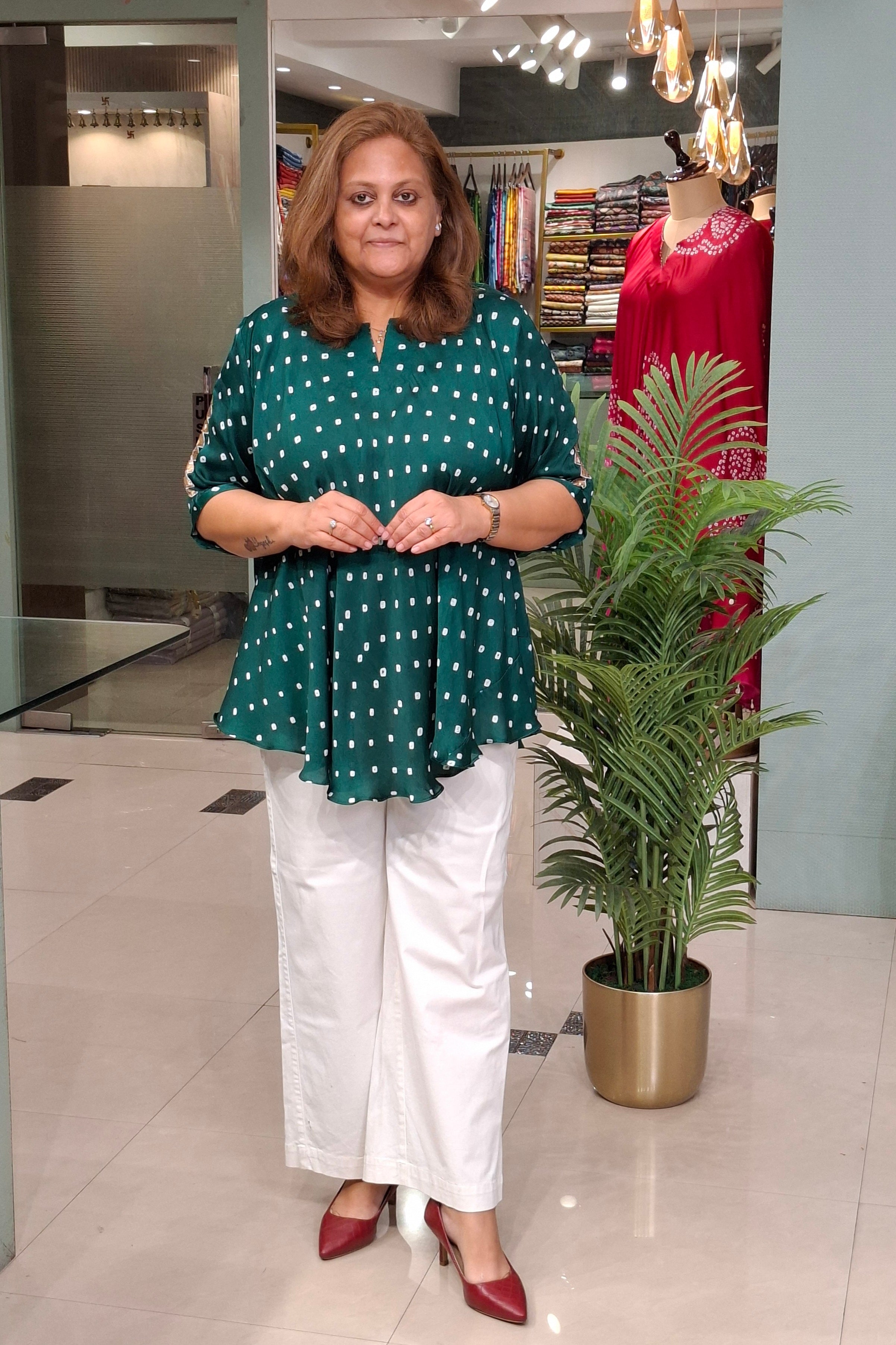 Emerald Teal - Bandhej Knot Top