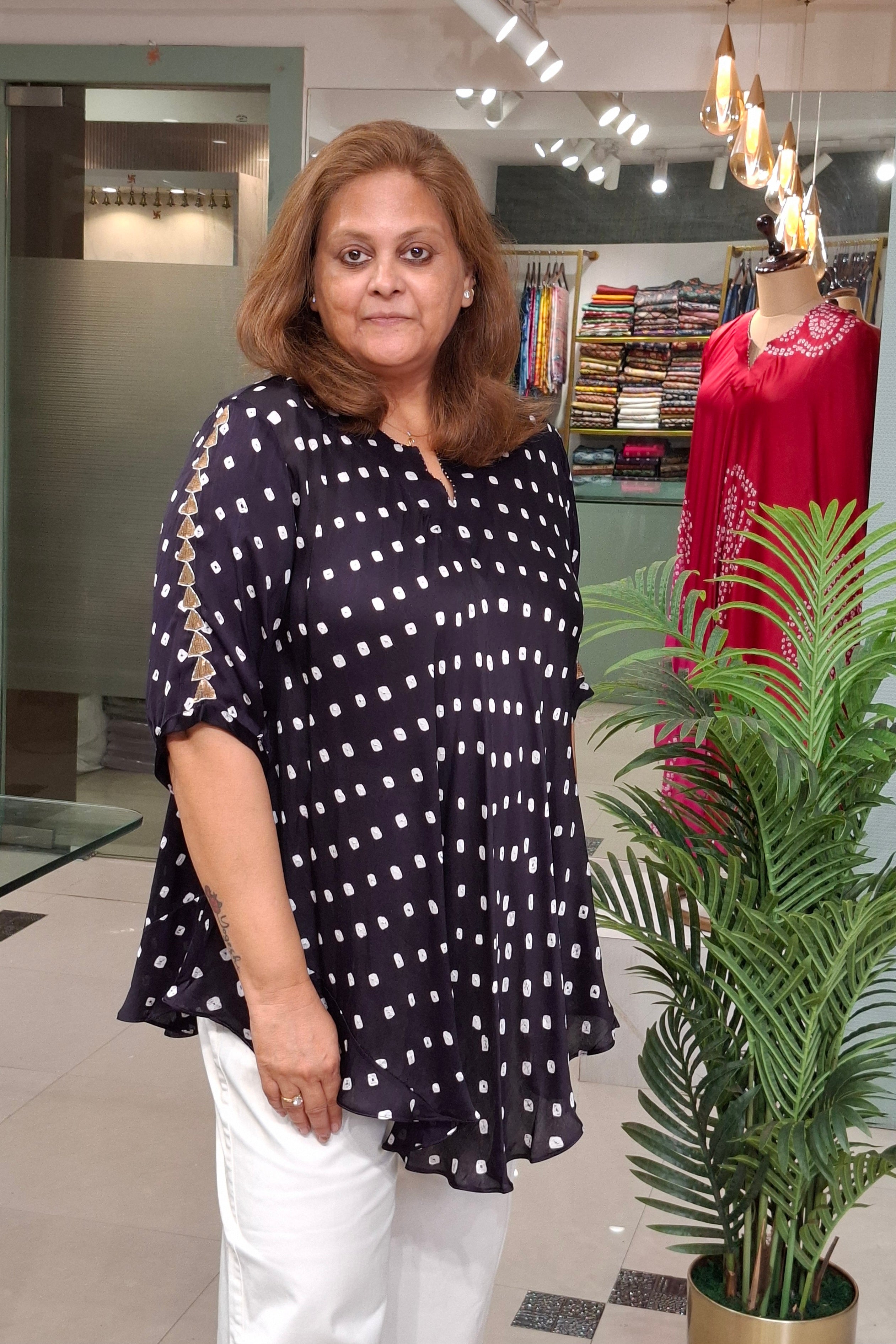 Midnight Navy - Bandhej Knot Top