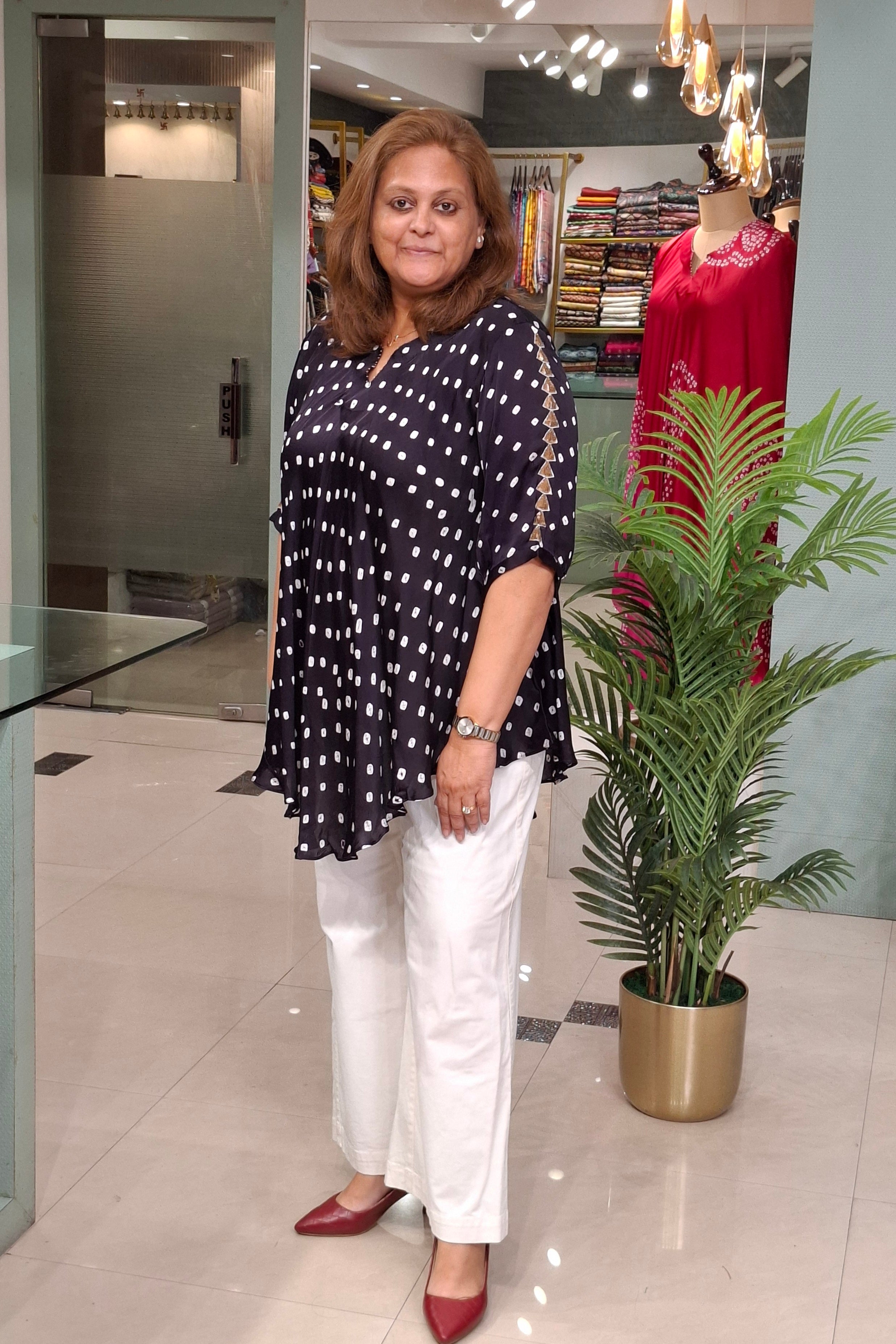 Midnight Navy - Bandhej Knot Top