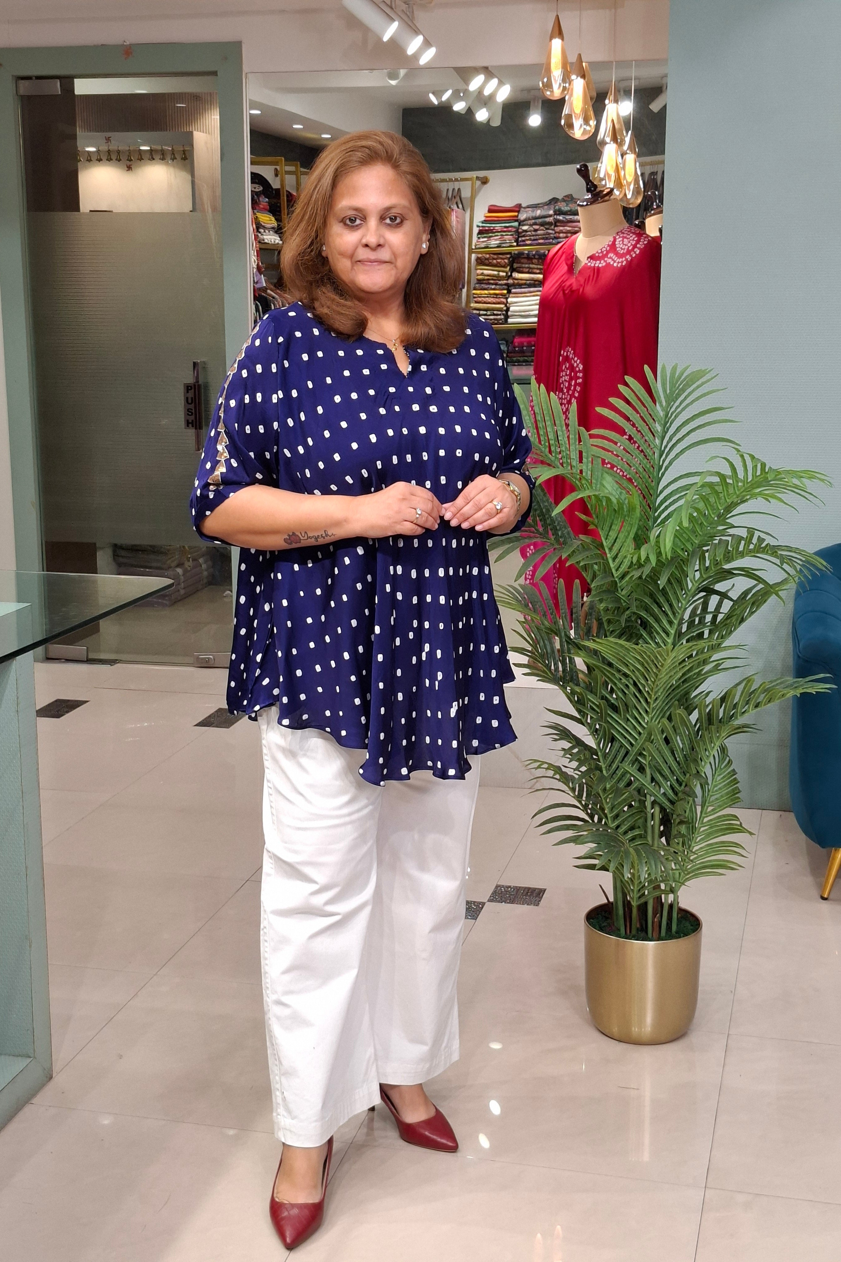Bandhej Knot - Flared Modal Top