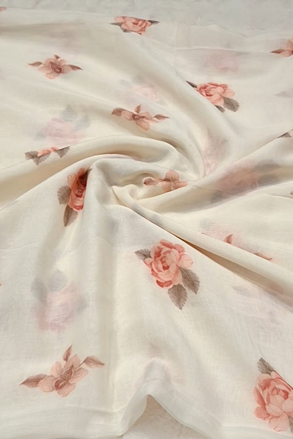 White & Brown -Gul Suit Set Fabric