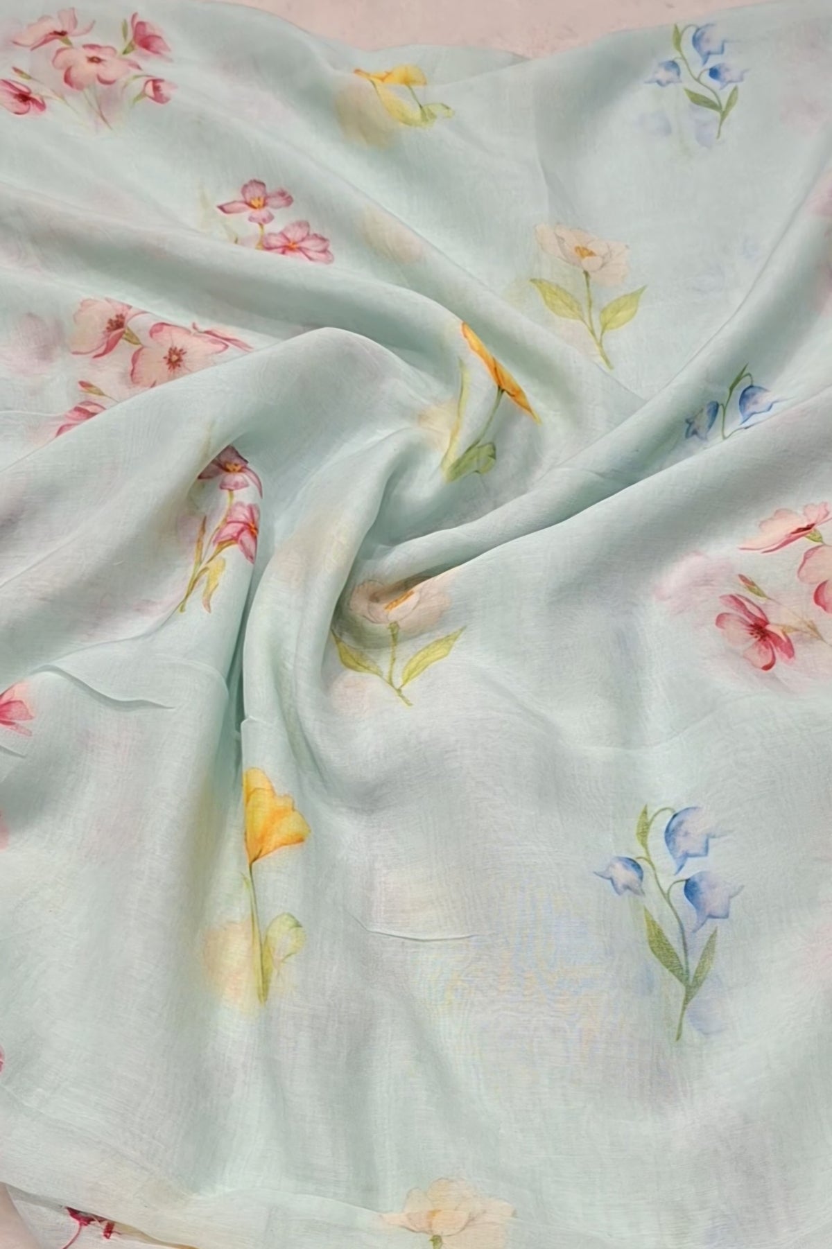Pastel Blue -Gul Suit Set Fabric