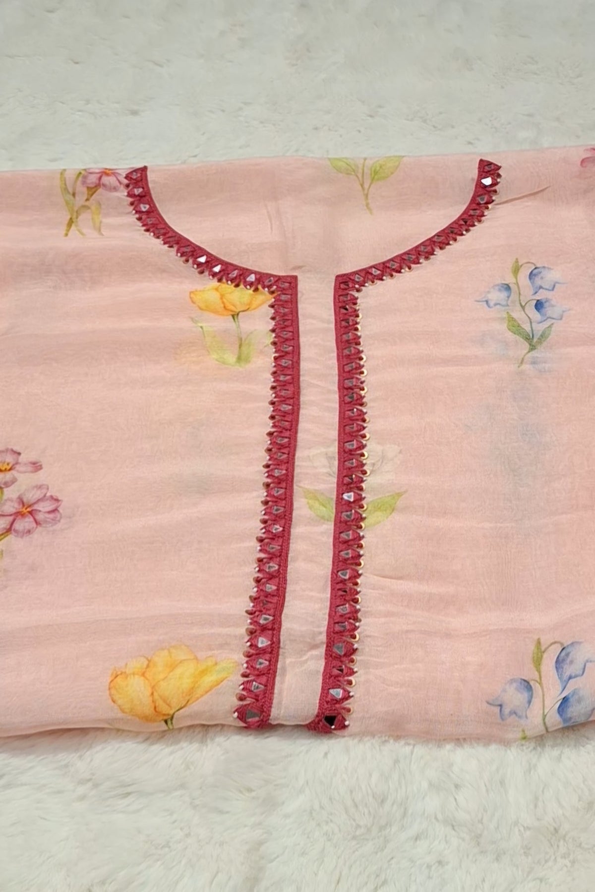 Pastel Pink -Gul Suit Set Fabric