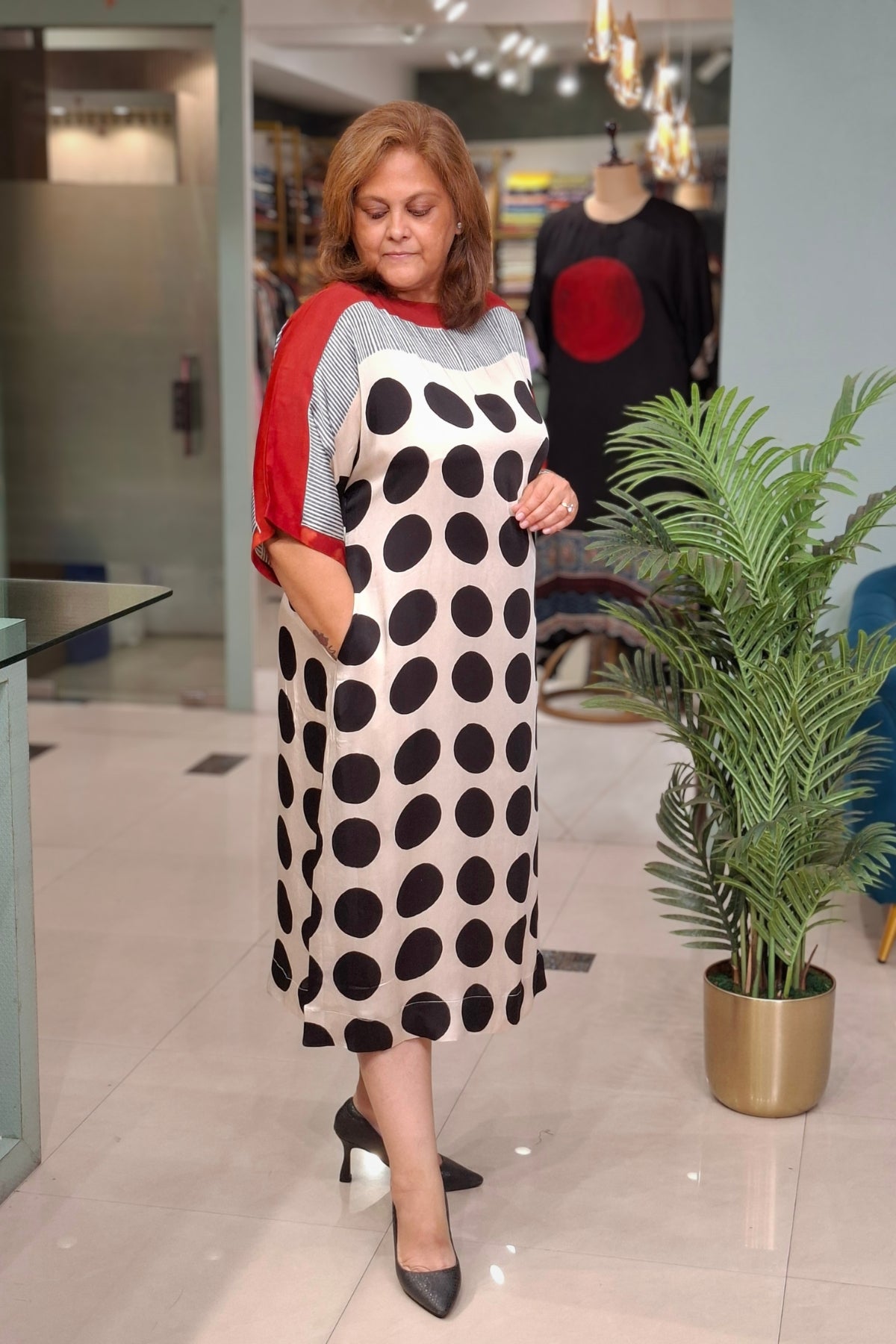 Black Polka - Oorja Kaftan-Dress