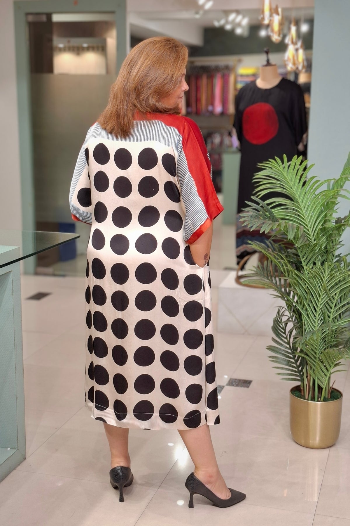 Black Polka - Oorja Kaftan-Dress
