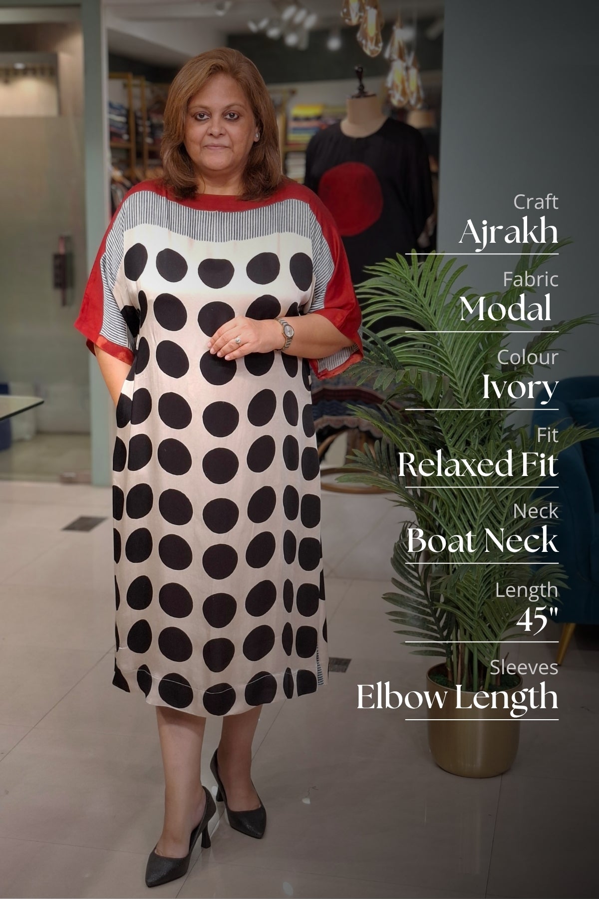 Black Polka - Oorja Kaftan-Dress