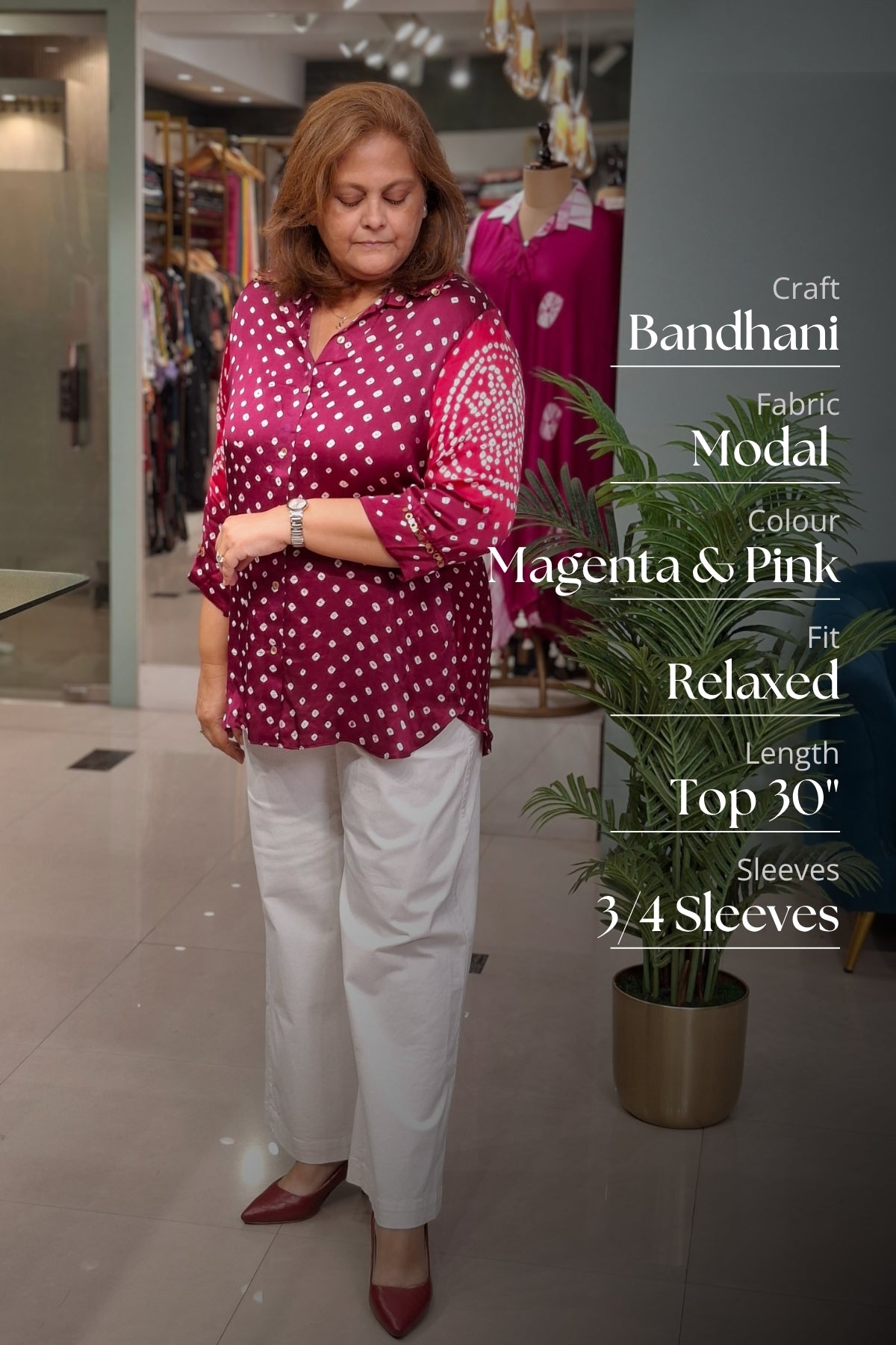 Magenta & Pink - Bandhej Knot Top