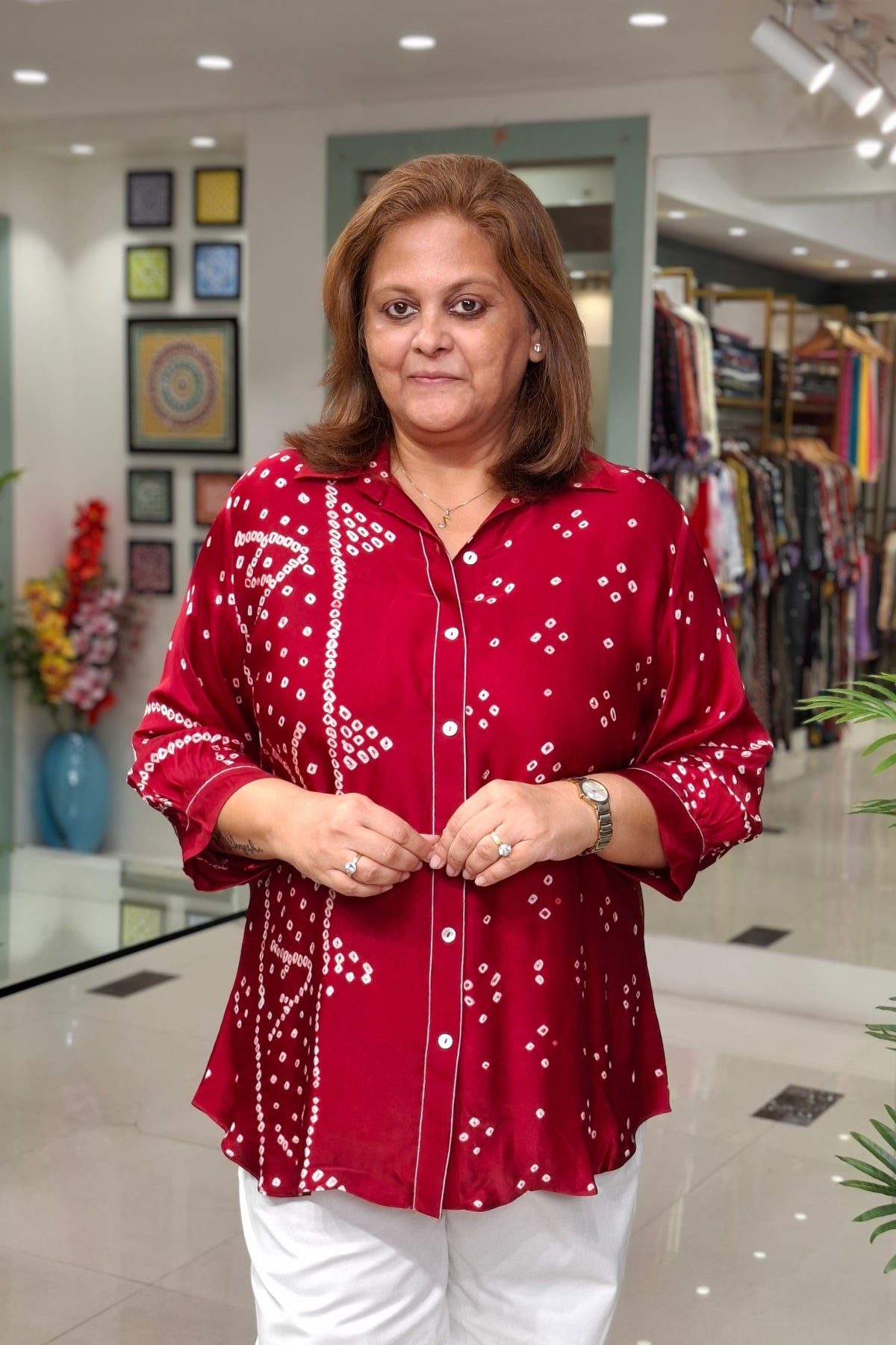 Maroon - Bandhej Knot Top