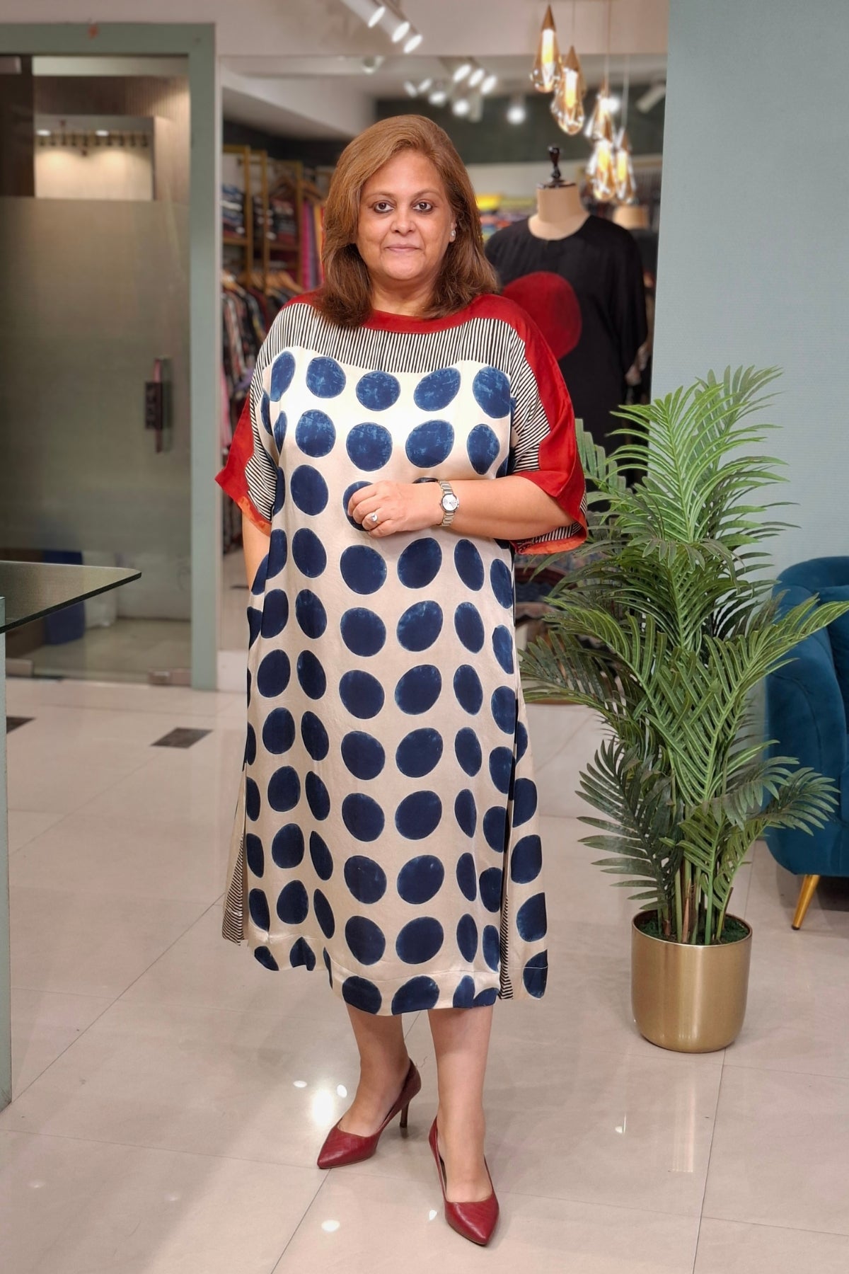 Indigo Polka - Oorja Kaftan-Dress
