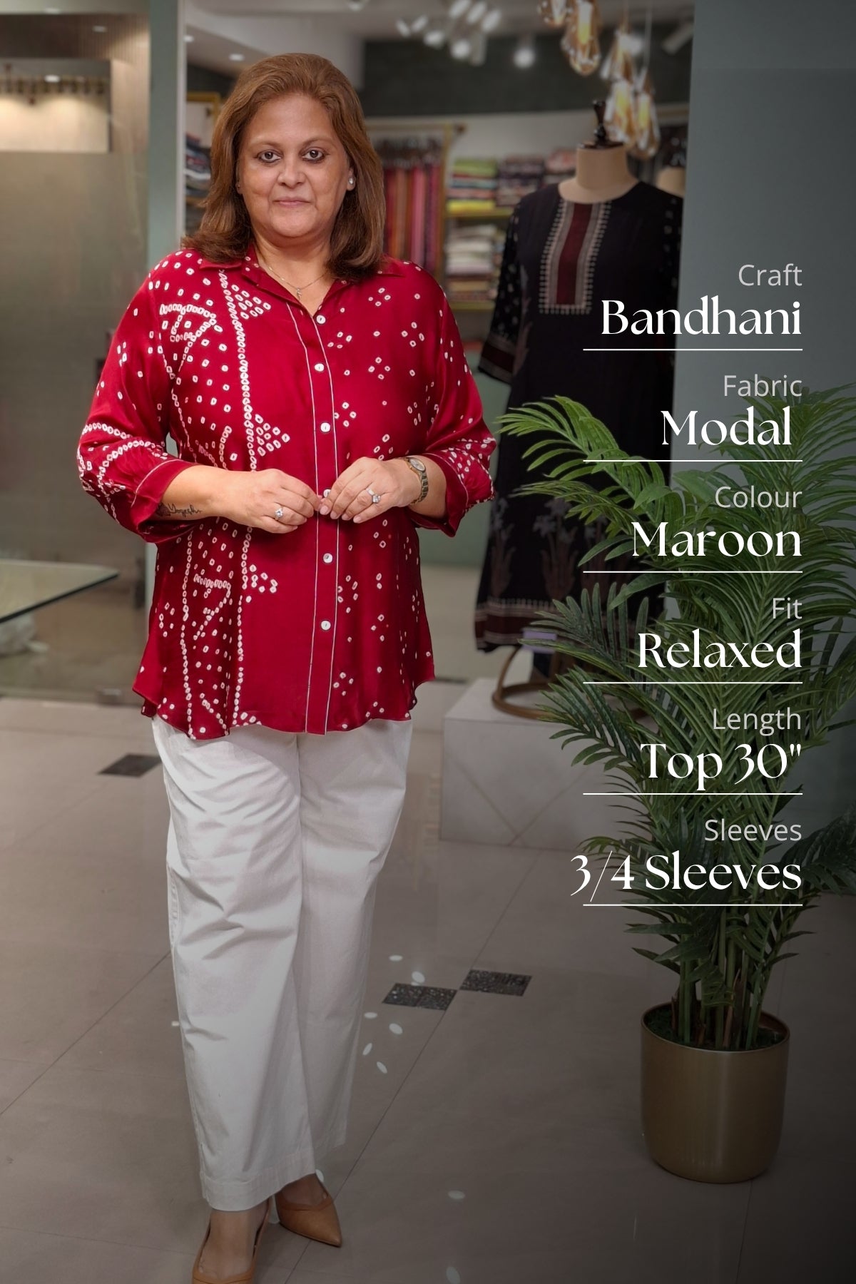 Maroon - Bandhej Knot Top