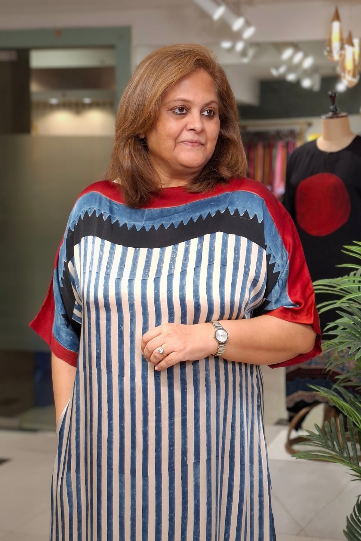Ivory Vertical Stripe - Oorja Kaftan-Dress