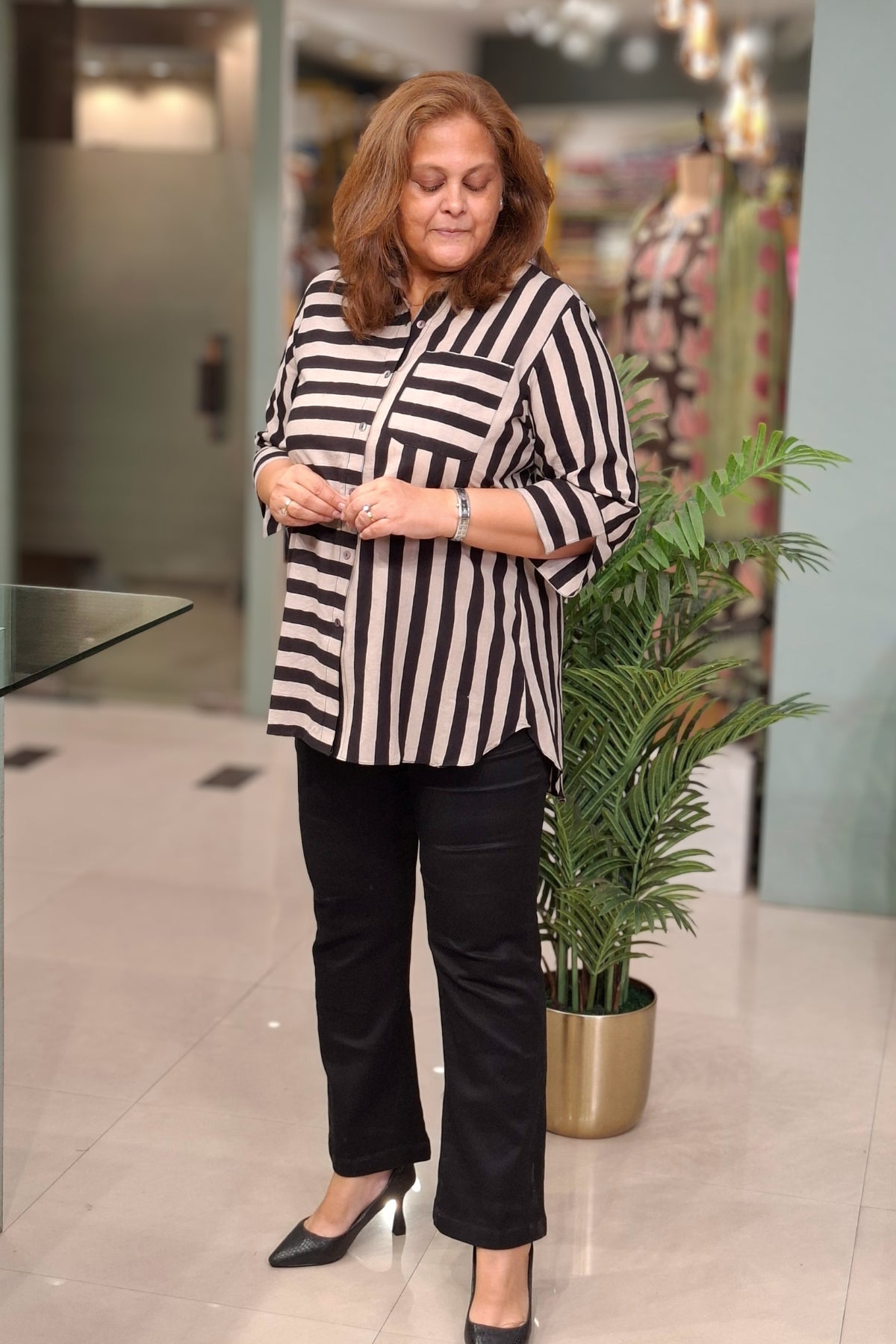 Black Stripe - Ajrakh Cotton Shirt