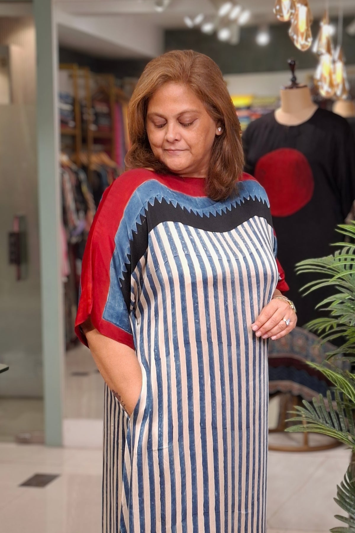 Ivory Vertical Stripe - Oorja Kaftan-Dress