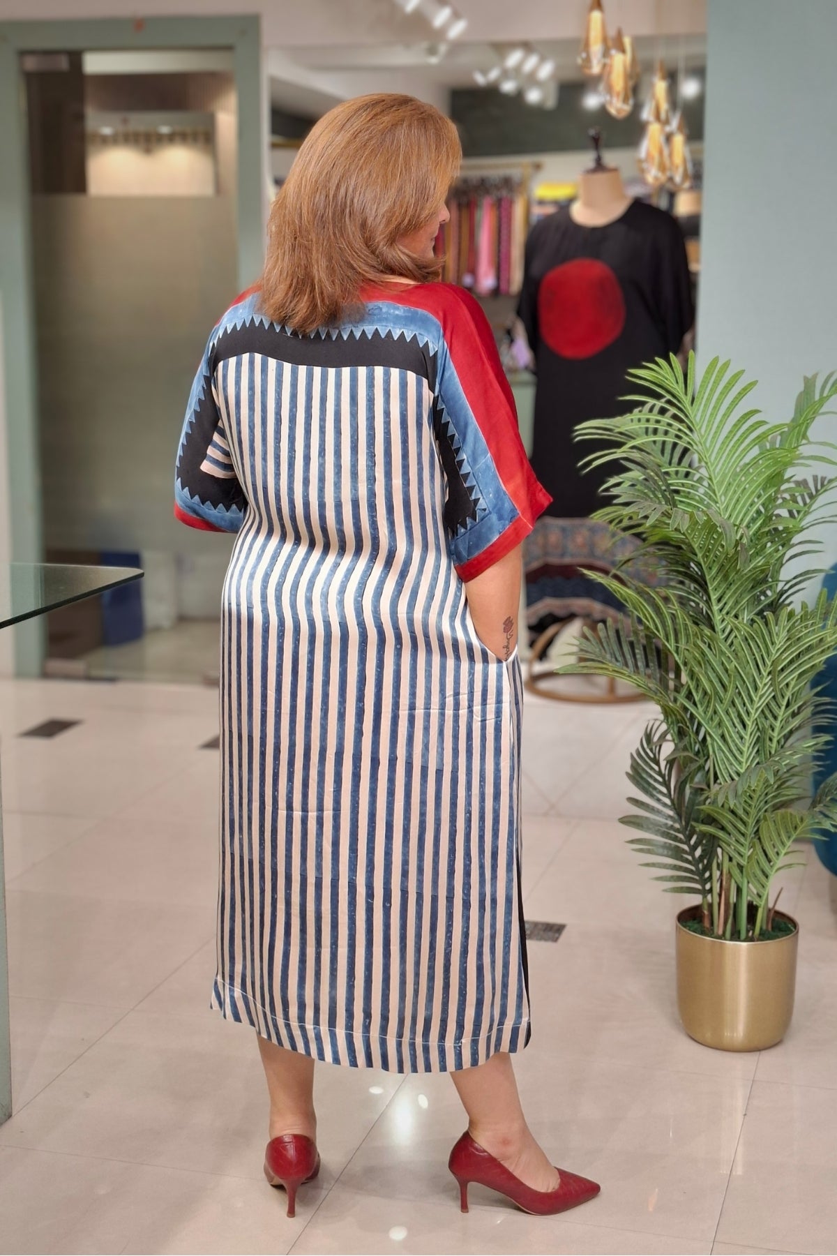 Ivory Vertical Stripe - Oorja Kaftan-Dress