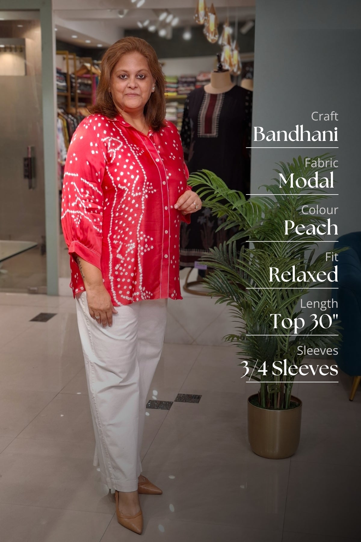 Peach - Bandhej Knot Top
