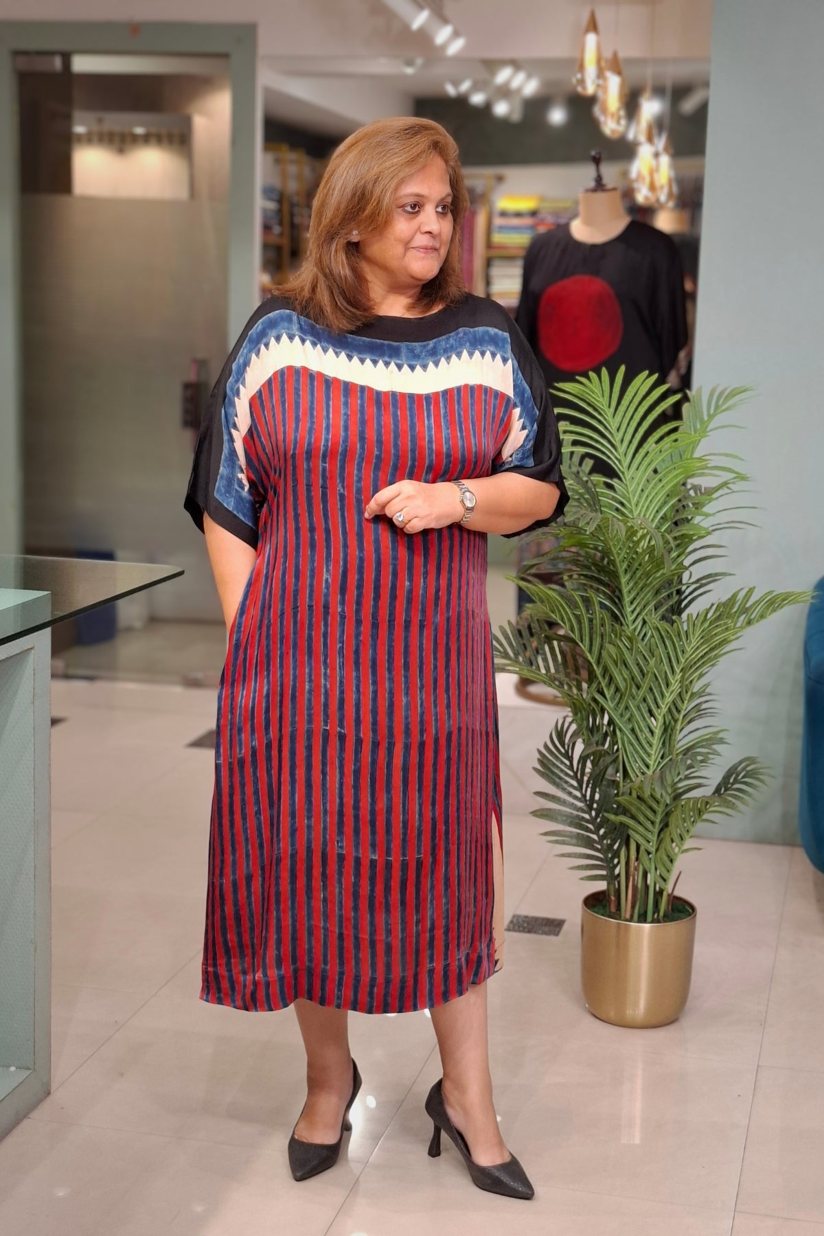 Rust Vertical Stripe - Oorja Kaftan-Dress