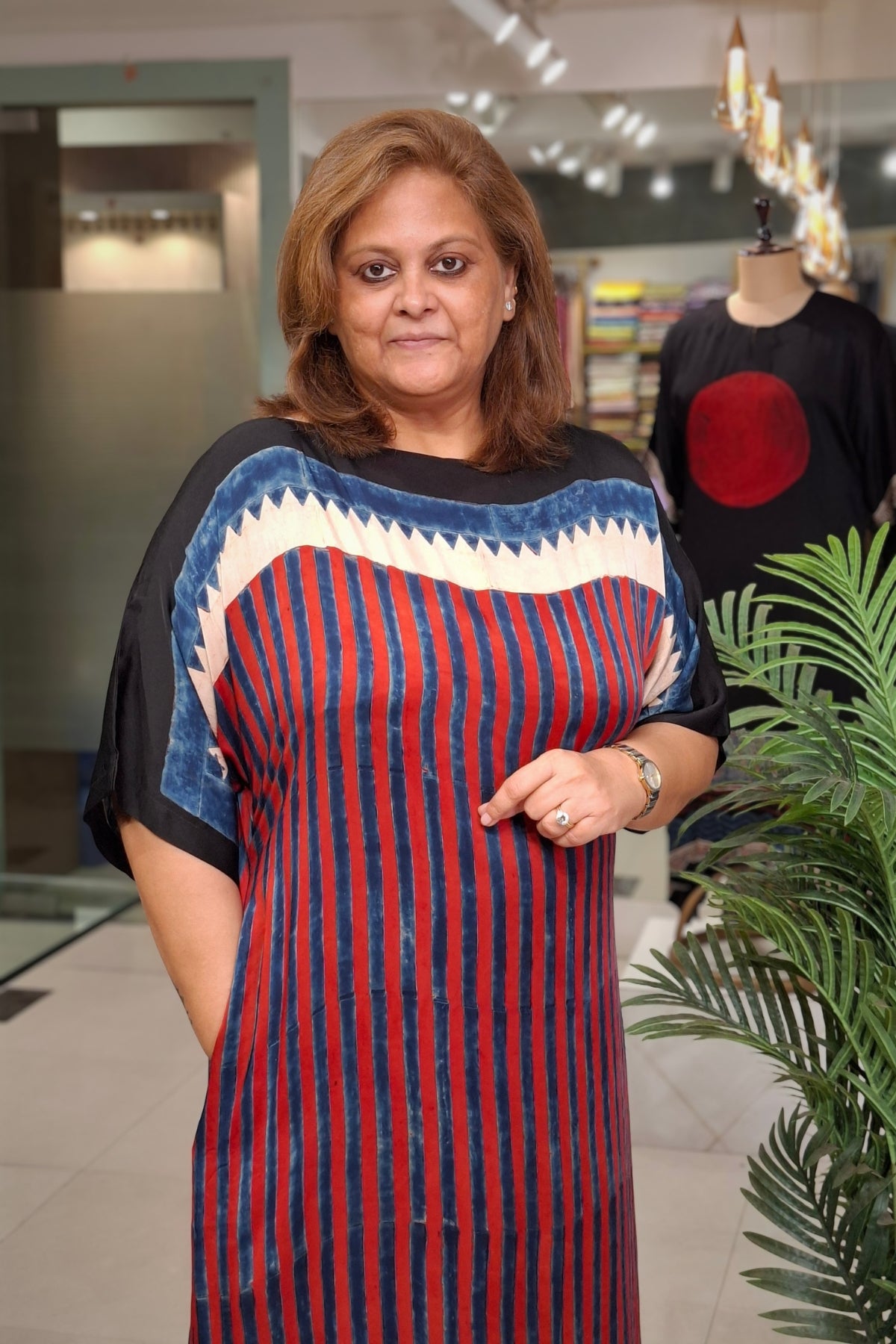 Rust Vertical Stripe - Oorja Kaftan-Dress